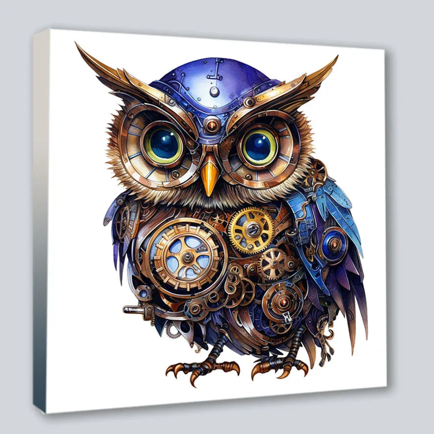 Wandbild Eule 11 Steampunk Kunstdruck auf Leinwand | Wandbild Galerie