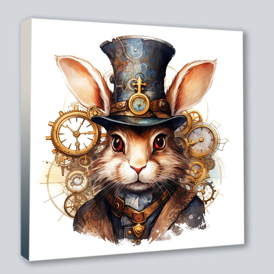 Wandbild Hase 11 Steampunk Stil Kunstdruck auf Leinwand | Wandbild Galerie