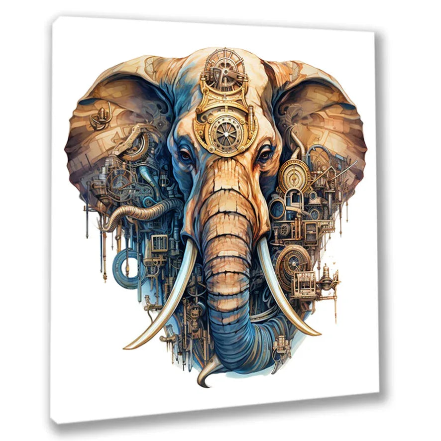 Wandbild Elefant 11 Steampunk Kunstdruck auf Leinwand direkt zum Aufhängen | Wandbild Galerie