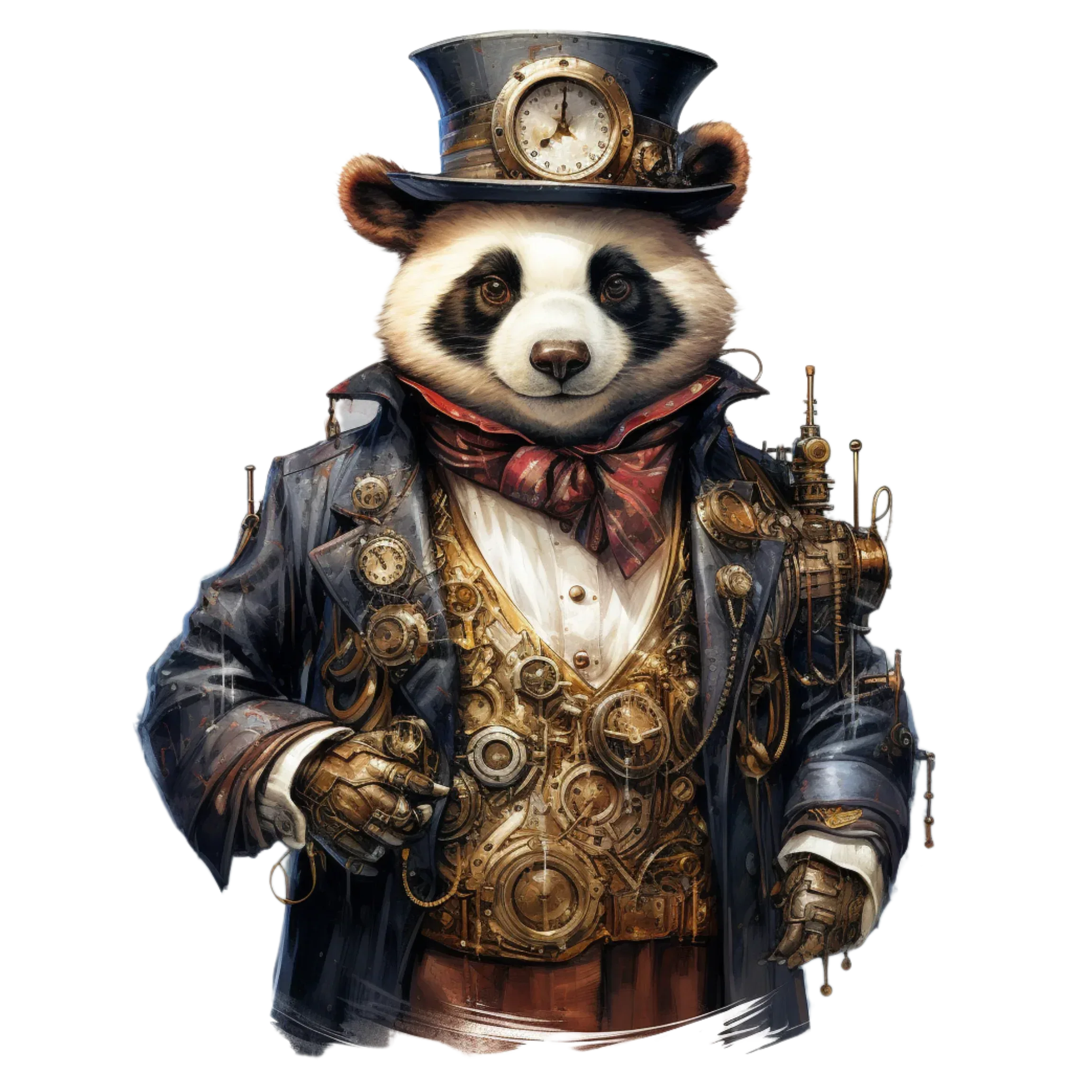 Wandbild Panda 2 Steampunk Kunstdruck auf Leinwand direkt zum Aufhängen | Wandbild Galerie
