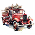 Wandbild Feuerwehr Fahrzeug historisch Kunstdruck auf Leinwand direkt zum Aufhängen | Wandbild Galerie