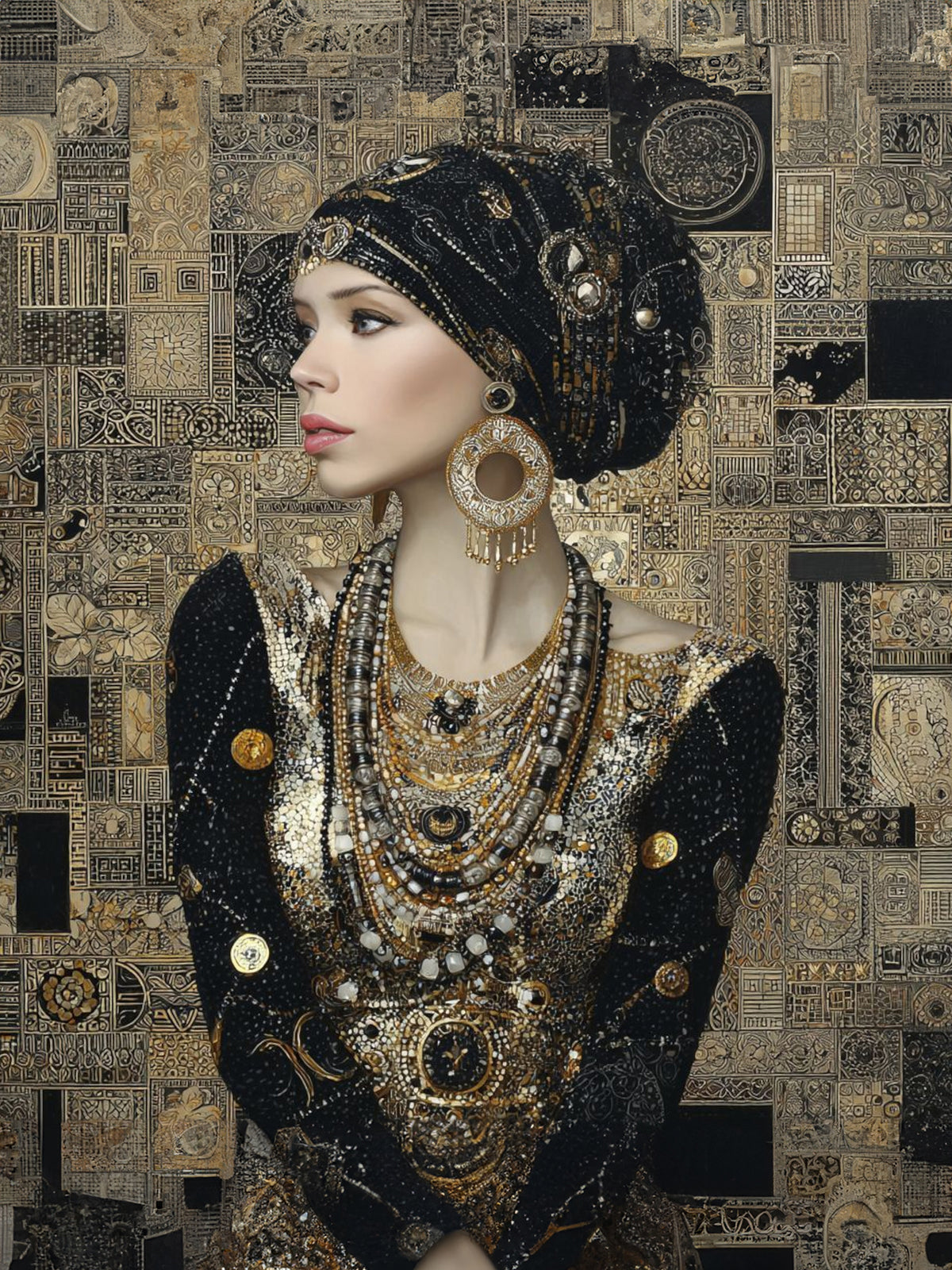 Wandbild Klimt Stil Goldene Frau 11 Kunstdruck auf Leinwand