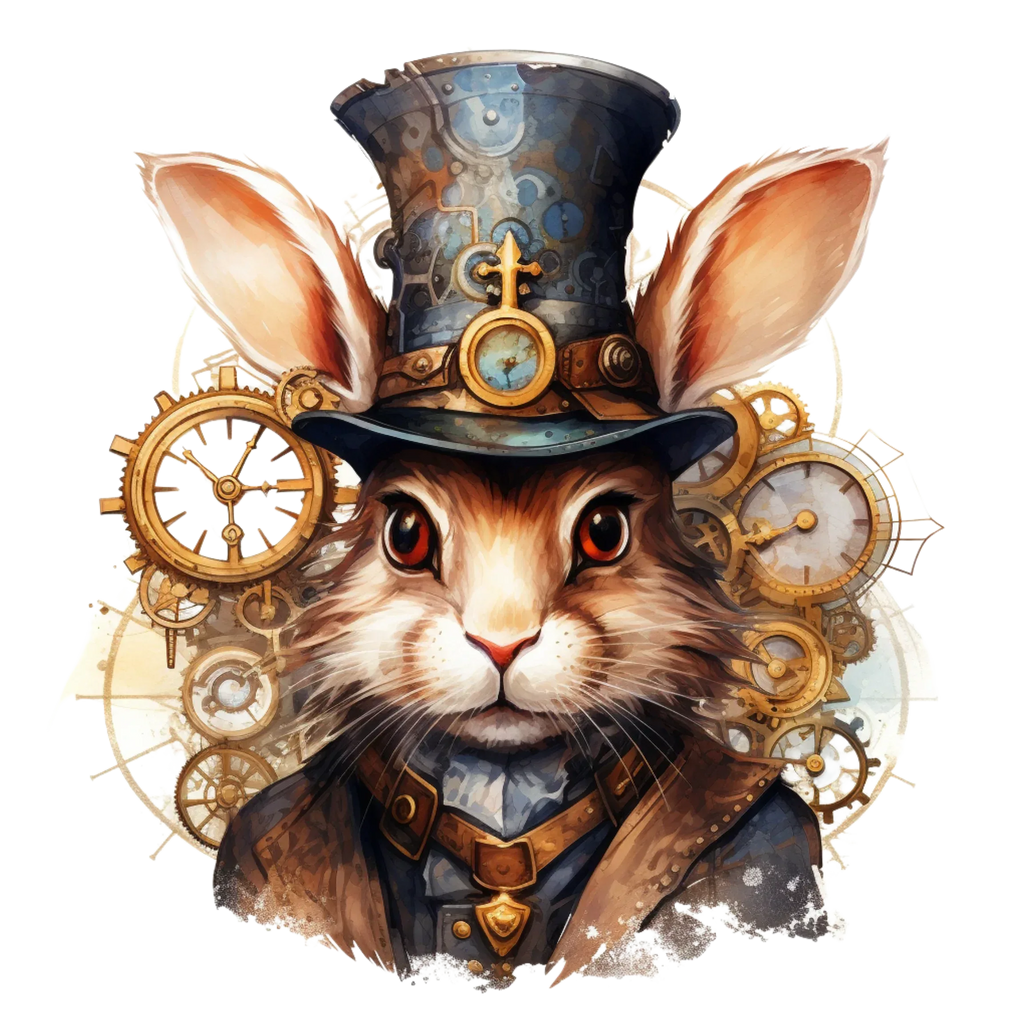 Wandbild Steampunkhasen Kunstdruck auf Leinwand direkt zum Aufhängen | Wandbild Galerie