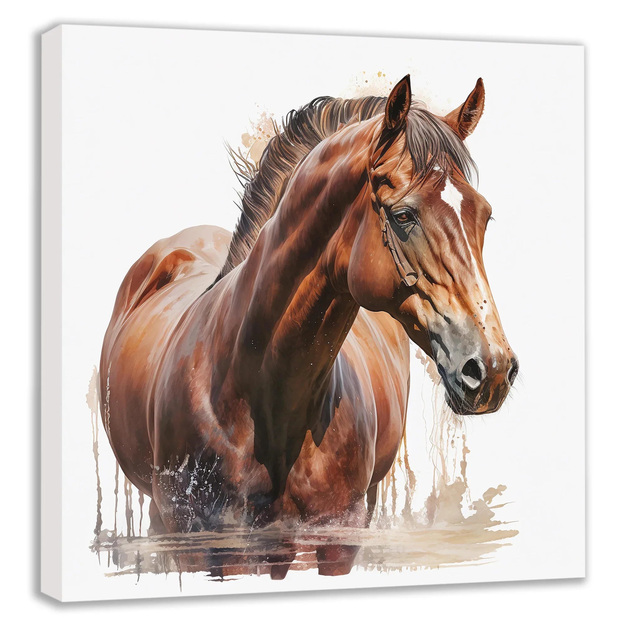 Pferd braun 12 Wandbild Kunstdruck auf Leinwand | Wandbild Galerie