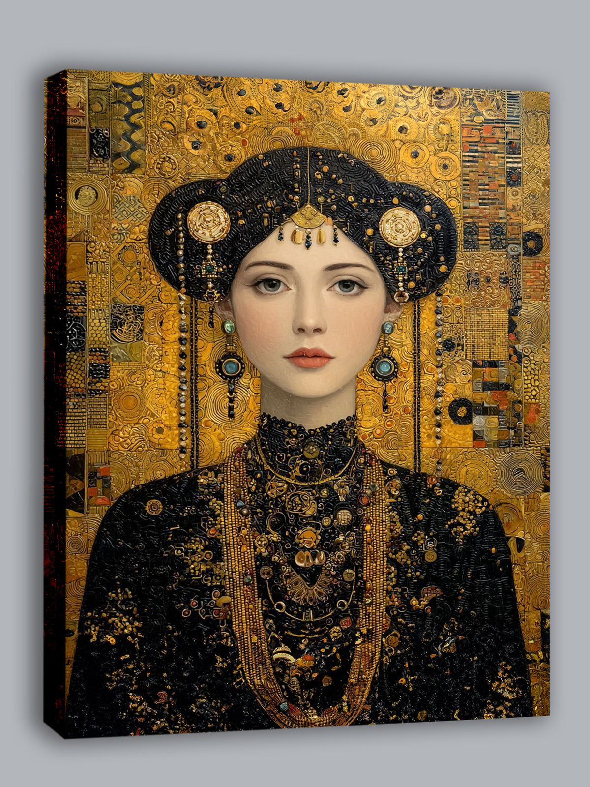 Wandbild Klimt Stil Goldene Frau 12 Kunstdruck auf Leinwand