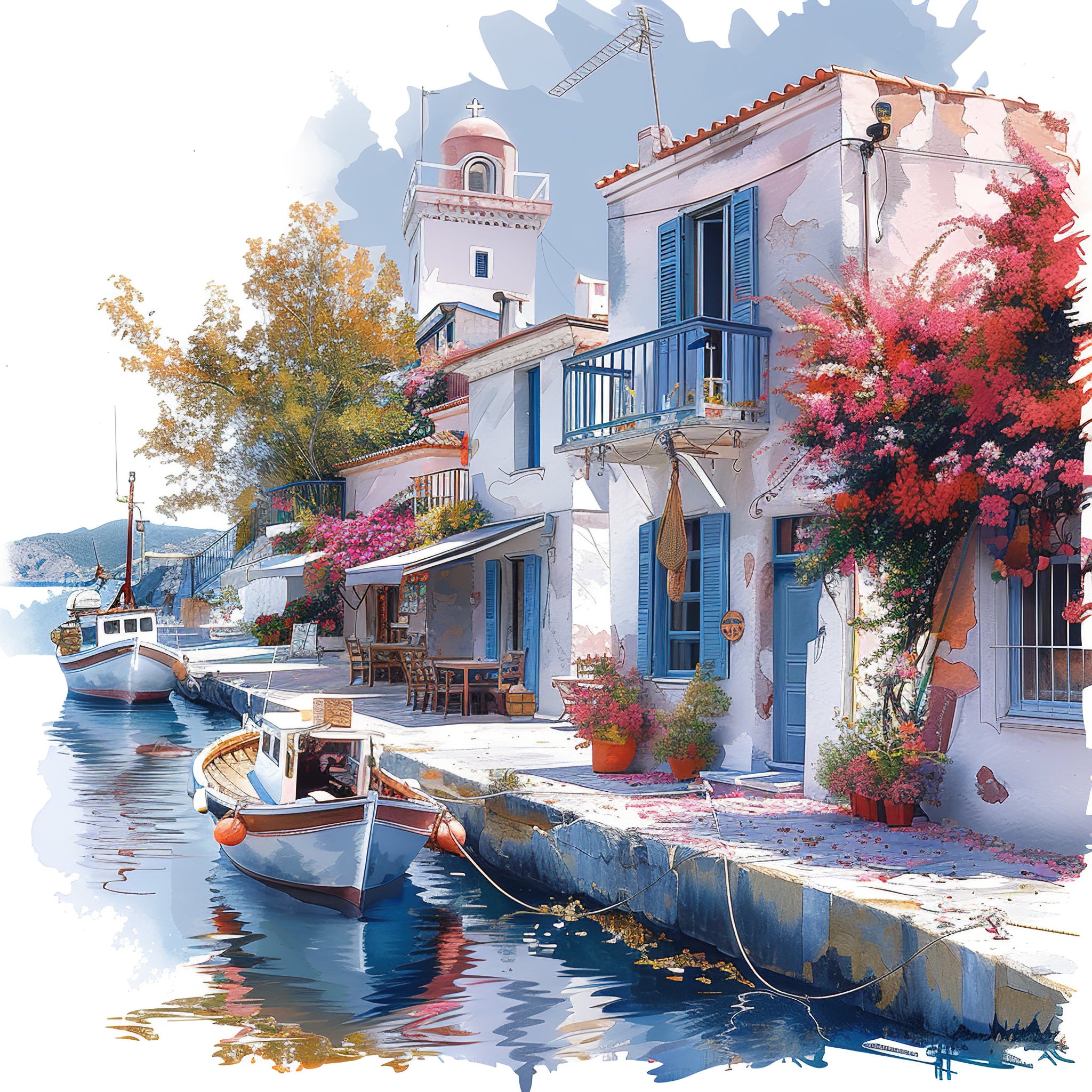 Mediterrane Küste 12 Landschaft Wandbild  Kunstdruck auf Leinwand