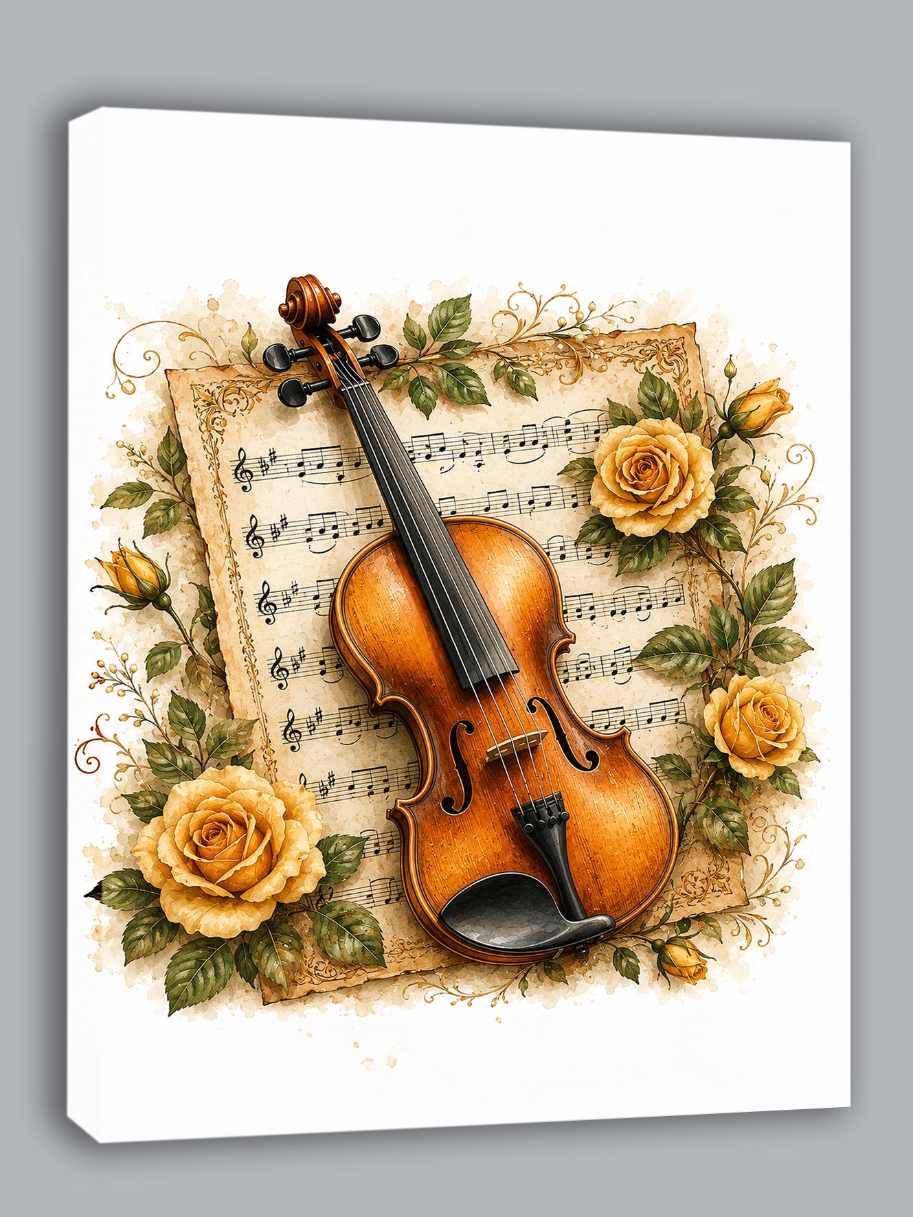 Wandbild Romantische Violine 12 Kunstdruck auf Leinwand