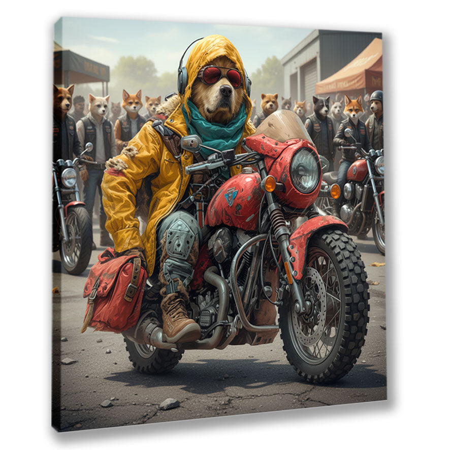 Wandbild Hunde auf Motorrad 12 Kunstdruck auf Leinwand
