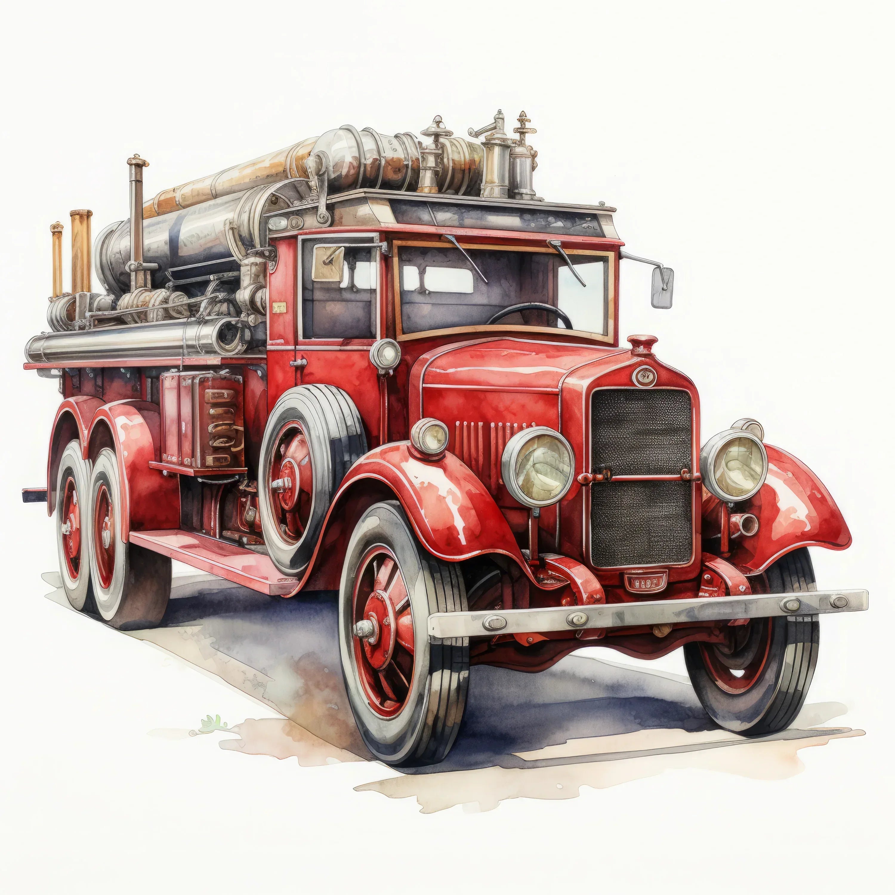 Wandbild Feuerwehr Fahrzeug historisch Kunstdruck auf Leinwand direkt zum Aufhängen | Wandbild Galerie