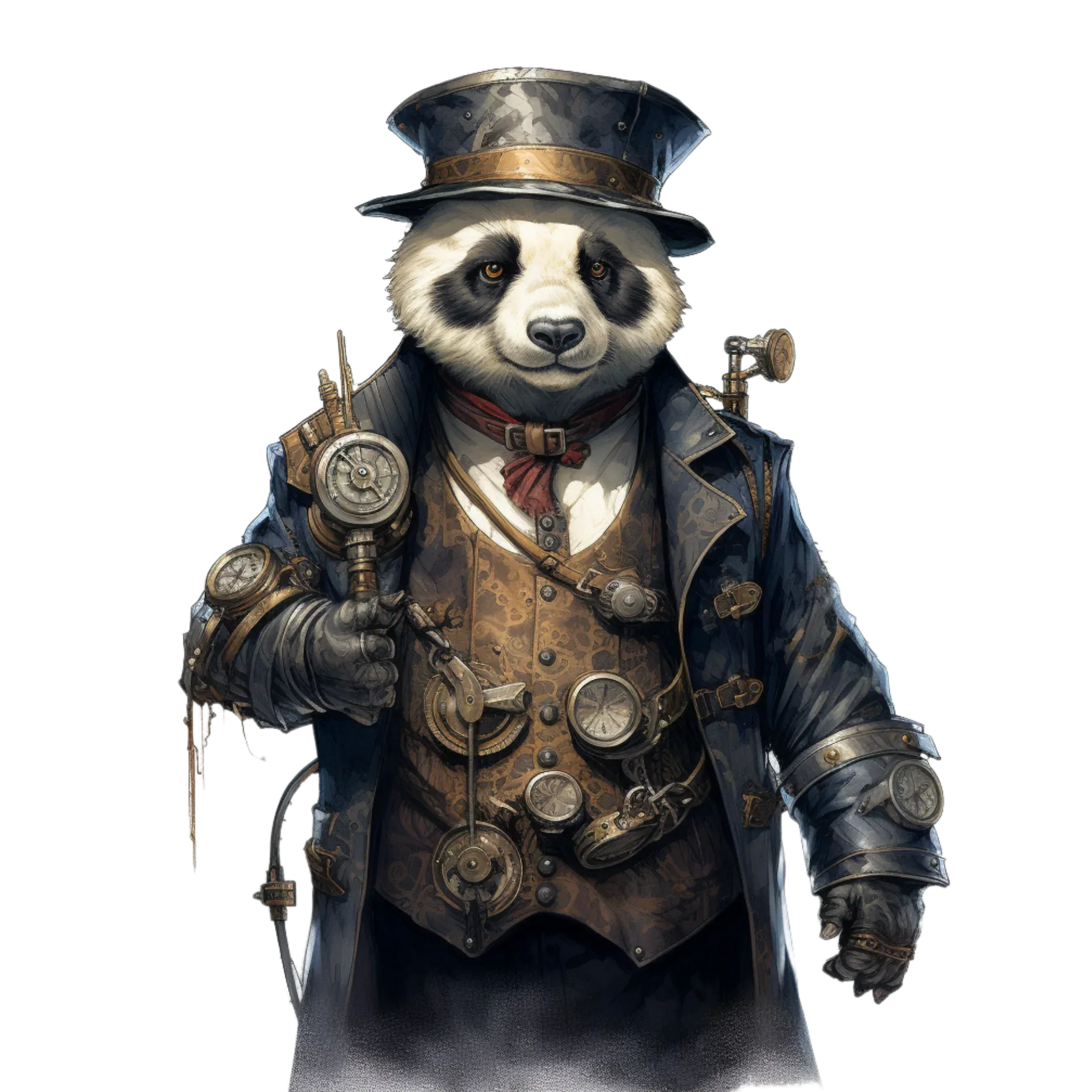 Wandbild Panda 2 Steampunk Kunstdruck auf Leinwand direkt zum Aufhängen | Wandbild Galerie