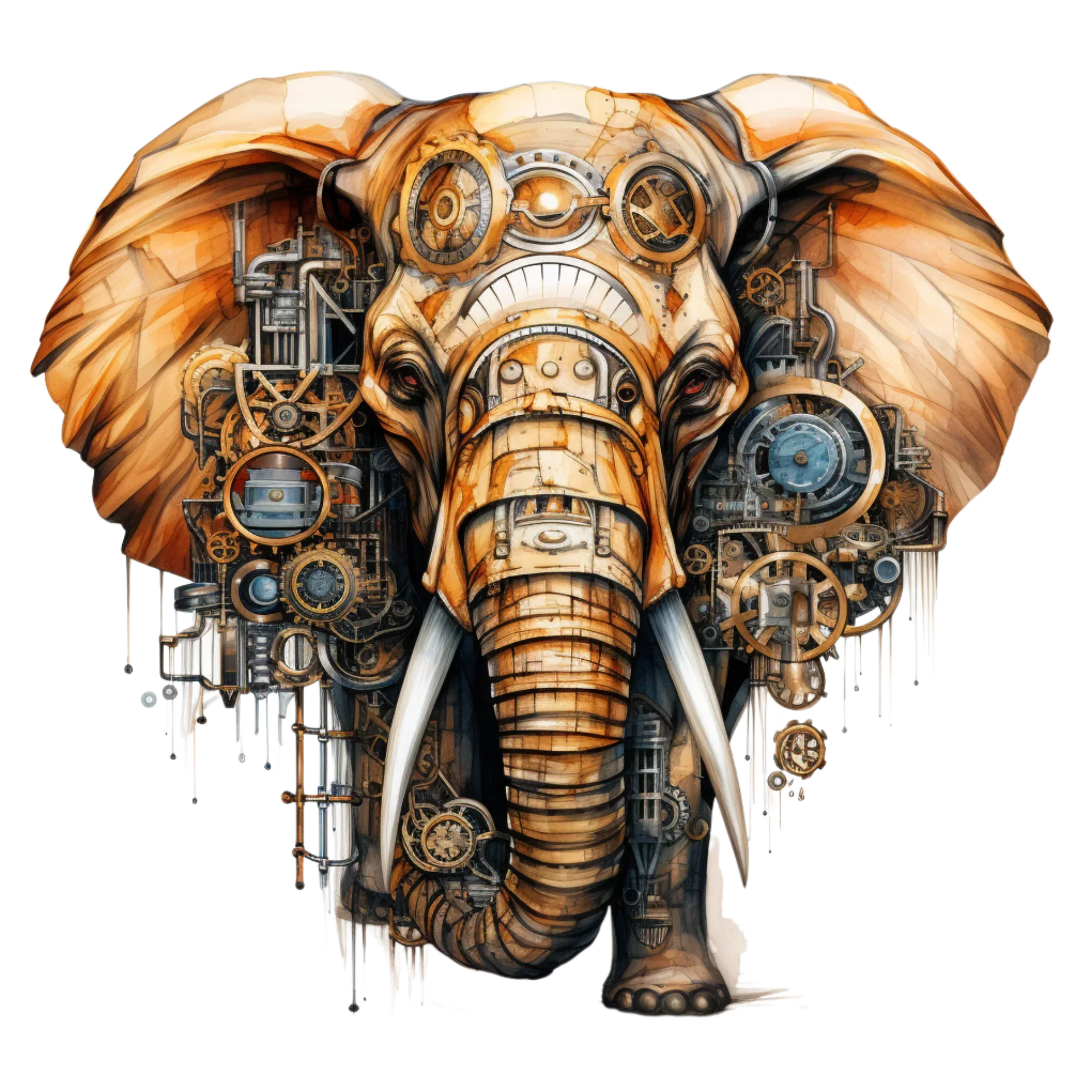 Wandbild Elefant Steampunk 2 Kunstdruck auf Leinwand direkt zum Aufhängen | Wandbild Galerie