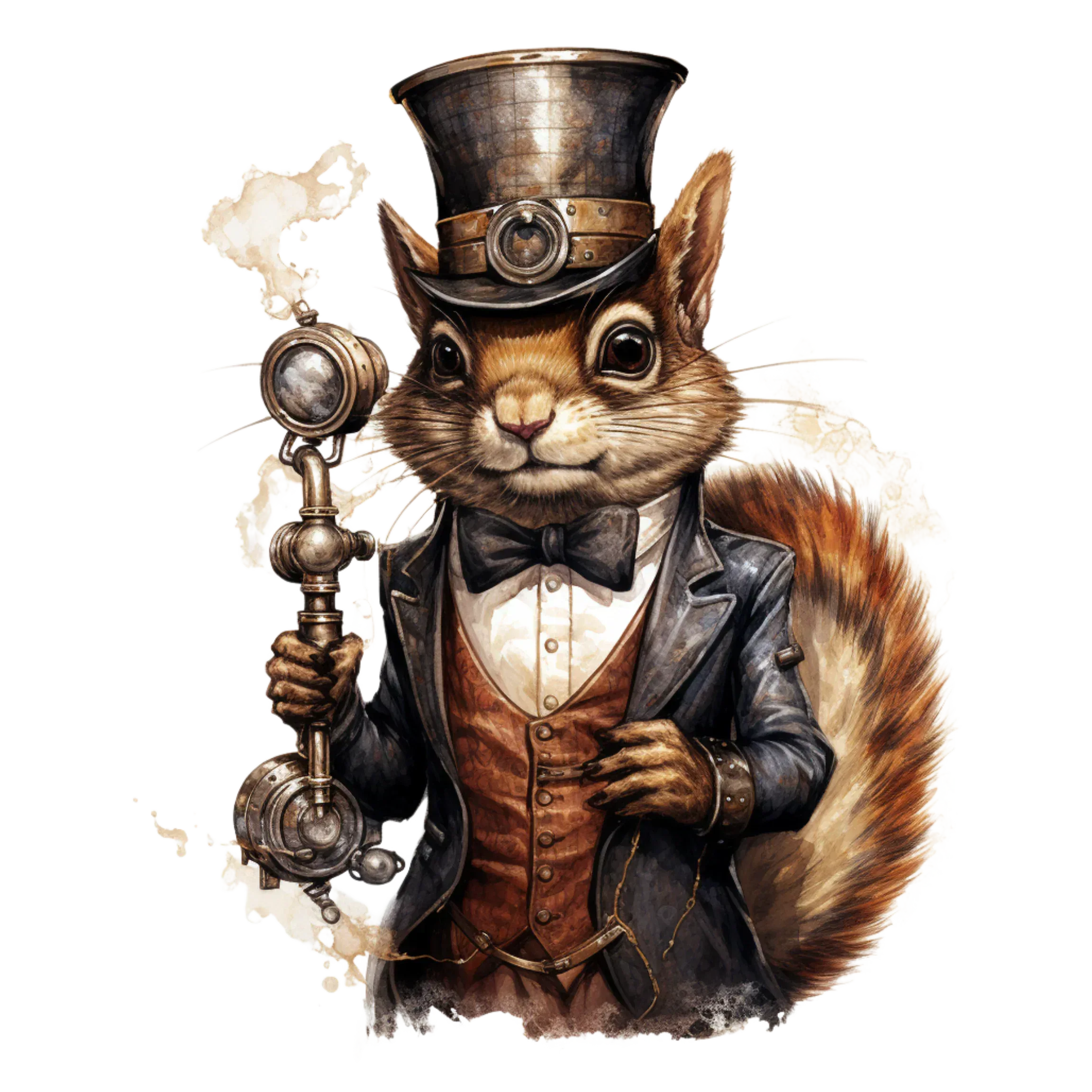 Wandbild Eichhörnchen Steampunk 2 Kunstdruck auf Leinwand direkt zum Aufhängen | Wandbild Galerie