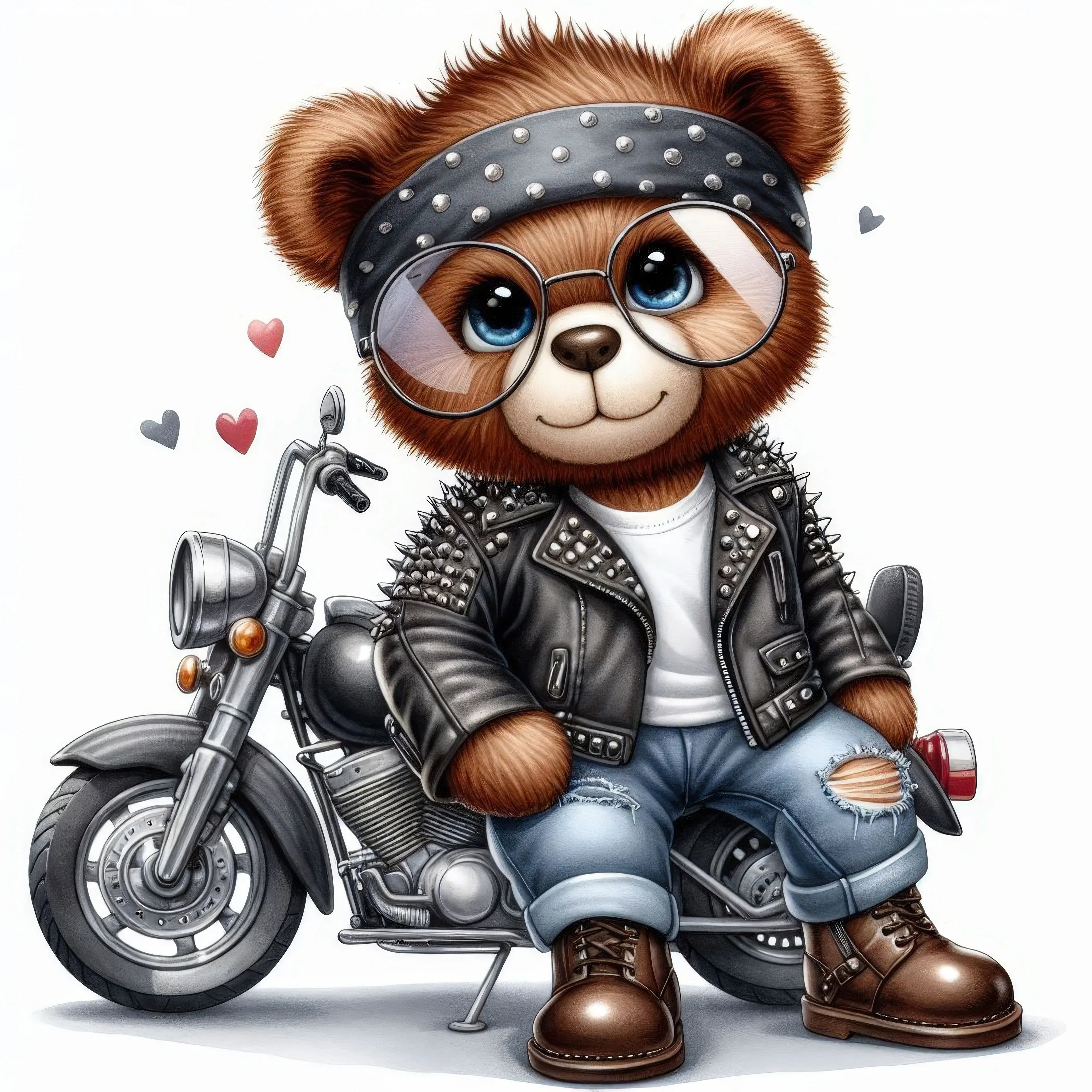 Wandbild Rockerteddy Kunstdruck auf Leinwand direkt zum Aufhängen | Wandbild Galerie