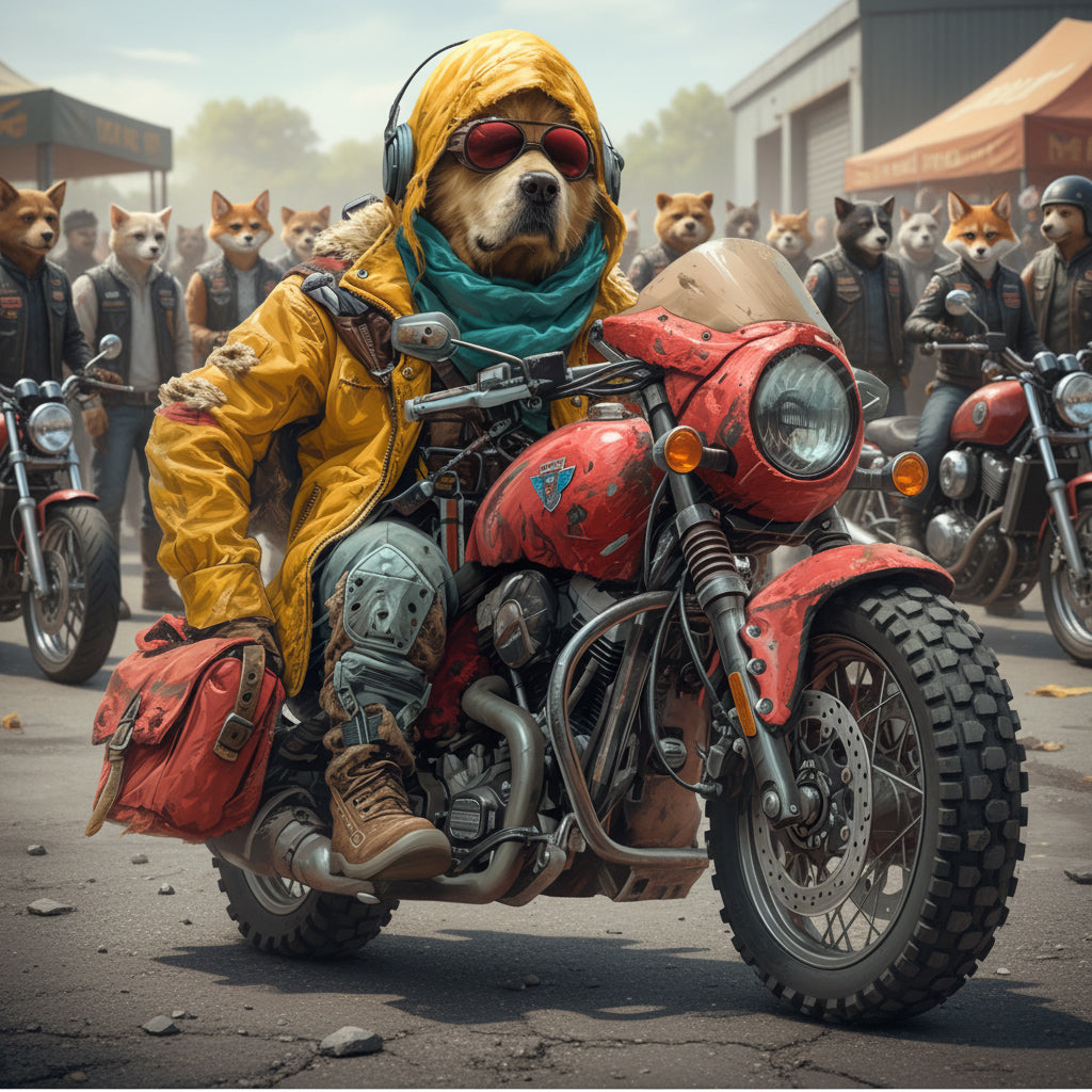 Wandbild Hunde auf Motorrad 12 Kunstdruck auf Leinwand