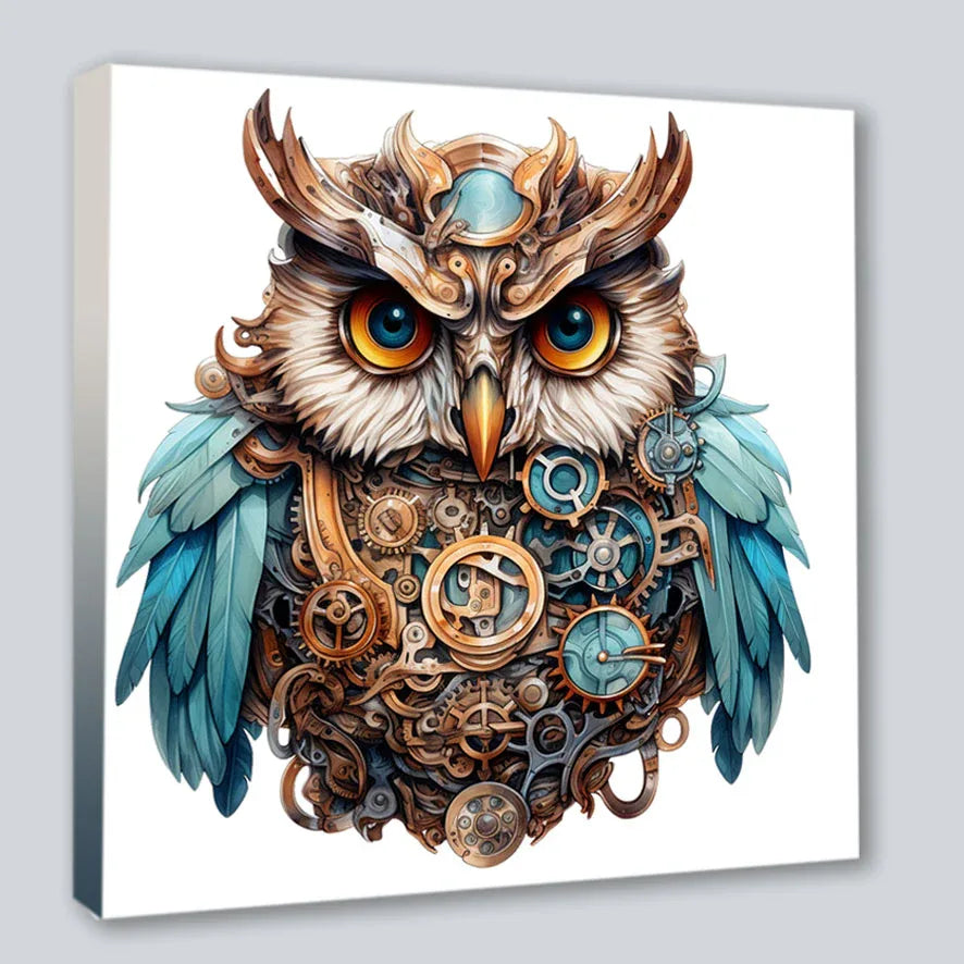 Wandbild Eule 12 Steampunk Kunstdruck auf Leinwand | Wandbild Galerie
