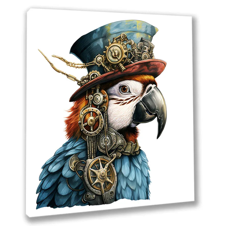 Wandbild Papagei Steampunk 12 Kunstdruck auf Leinwand direkt zum Aufhängen | Wandbild Galerie