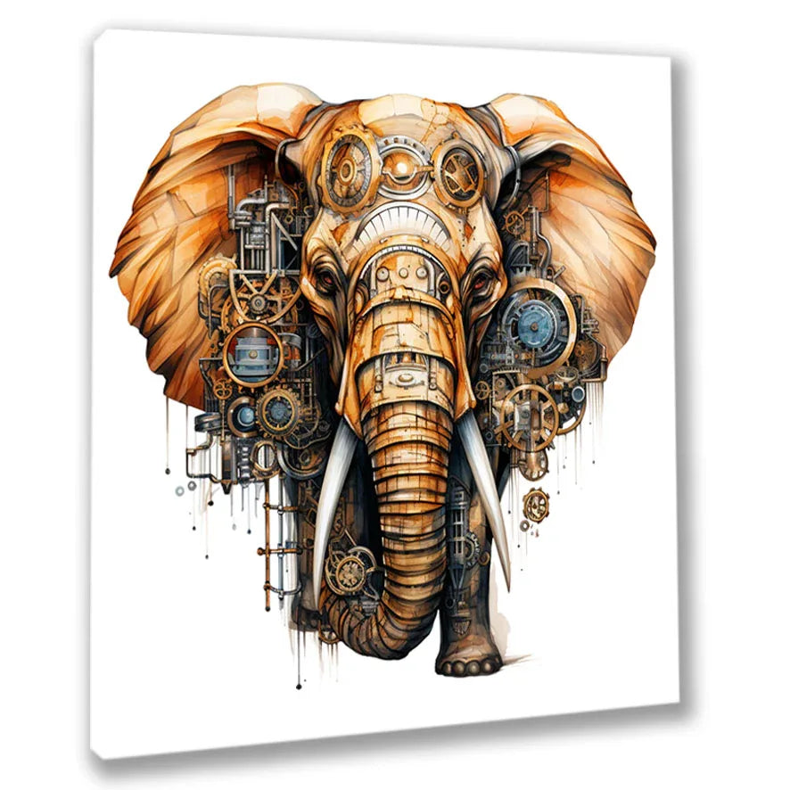 Wandbild Elefant 12 Steampunk Kunstdruck auf Leinwand direkt zum Aufhängen | Wandbild Galerie