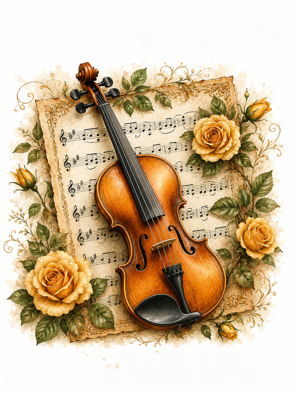 Wandbild Romantische Violine 12 Kunstdruck auf Leinwand