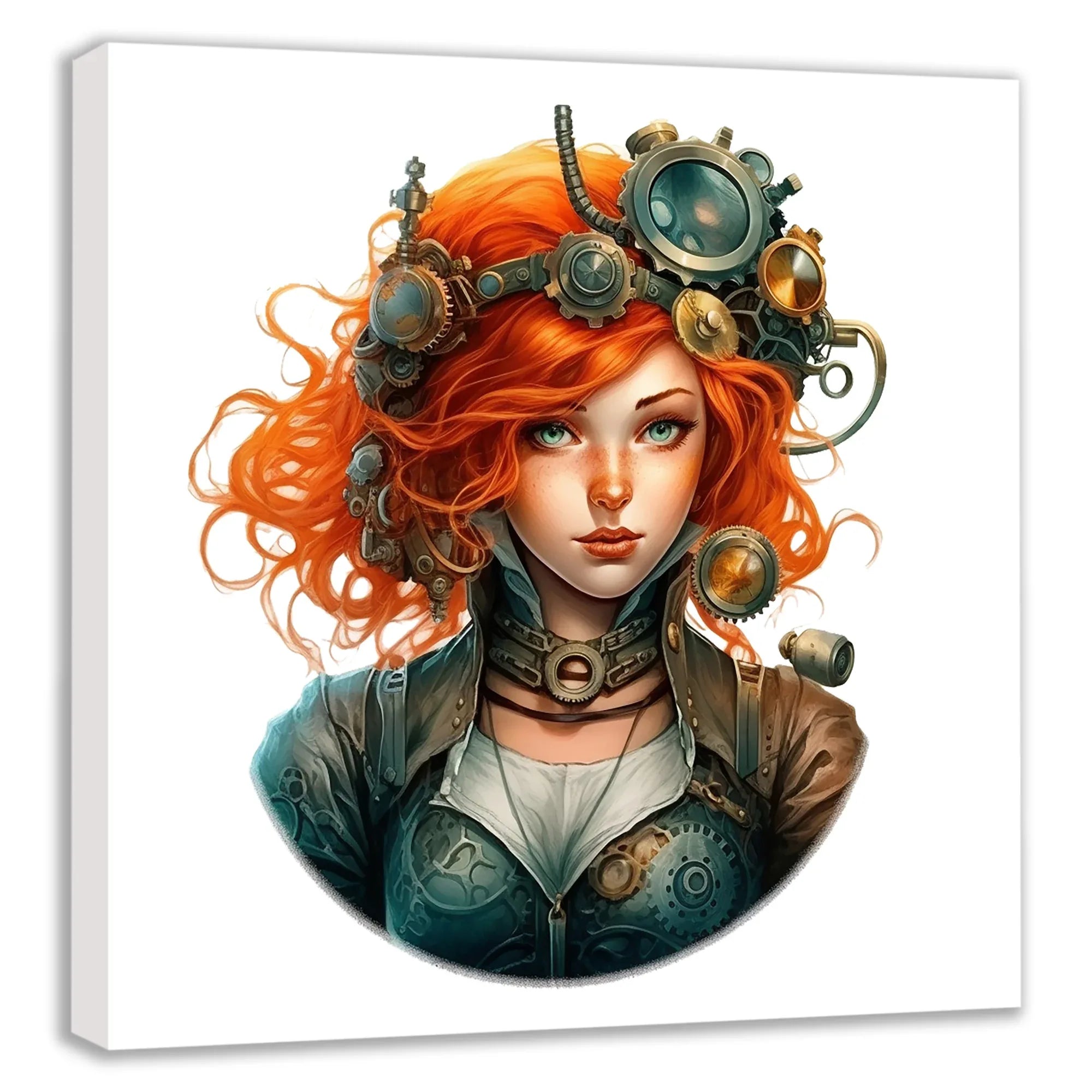 Wandbild Steampunk Lady 12 Kunstdruck auf Leinwand direkt zum Aufhängen | Wandbild Galerie