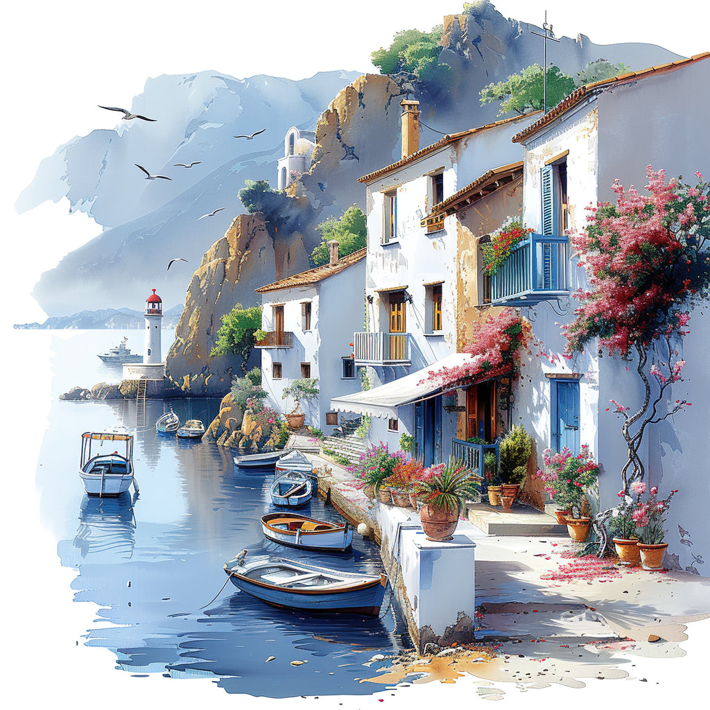 Mediterrane Küste 13 Landschaft Wandbild  Kunstdruck auf Leinwand