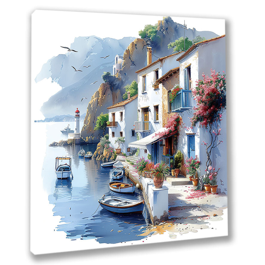 Mediterrane Küste 13 Landschaft Wandbild  Kunstdruck auf Leinwand