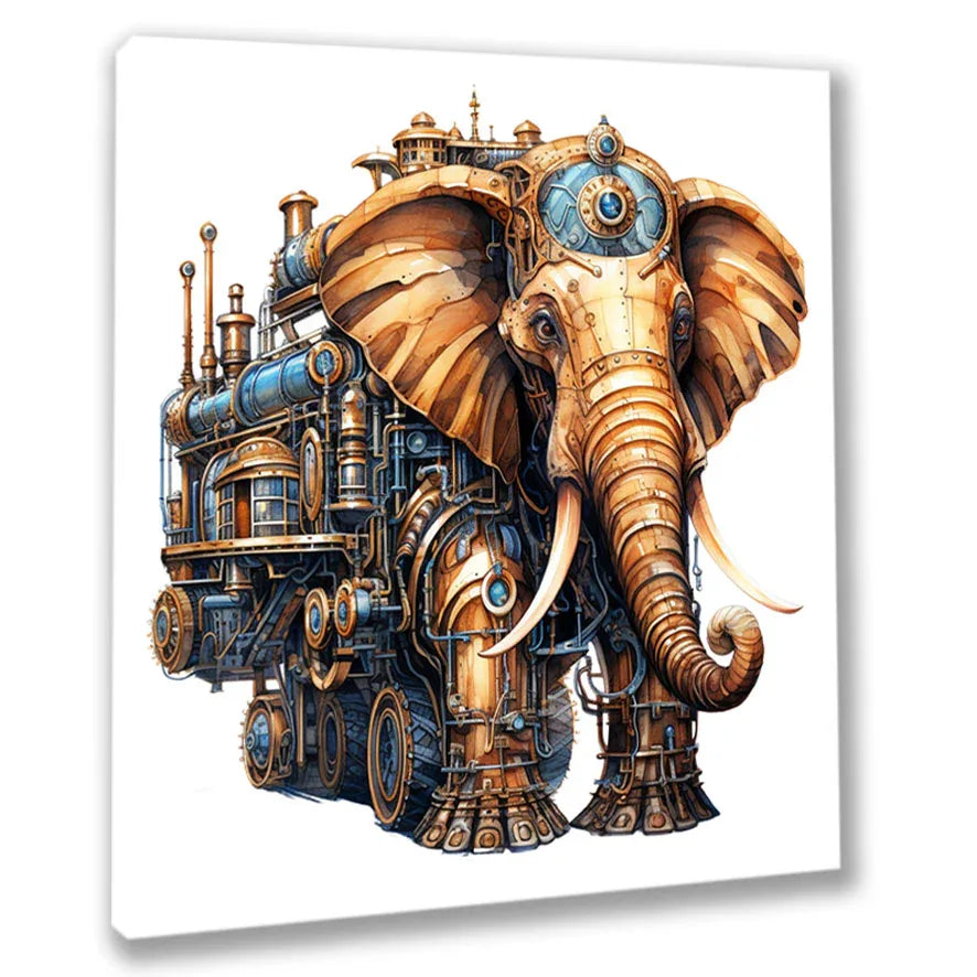 Wandbild Elefant 13 Steampunk Kunstdruck auf Leinwand direkt zum Aufhängen | Wandbild Galerie