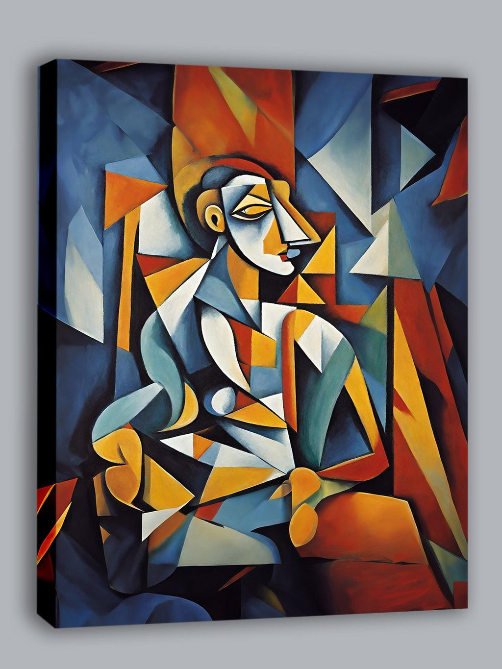 Wandbild Kubistischer Sitzender Mann Picasso Style Kunstdruck auf Leinwand