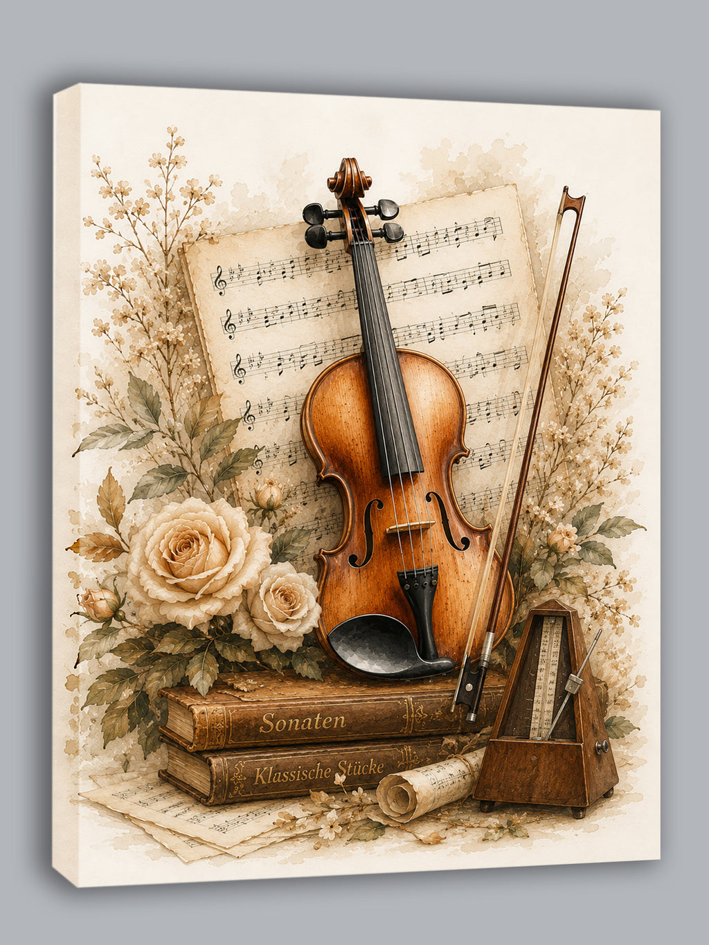 Wandbild Romantische Violine 13 Kunstdruck auf Leinwand