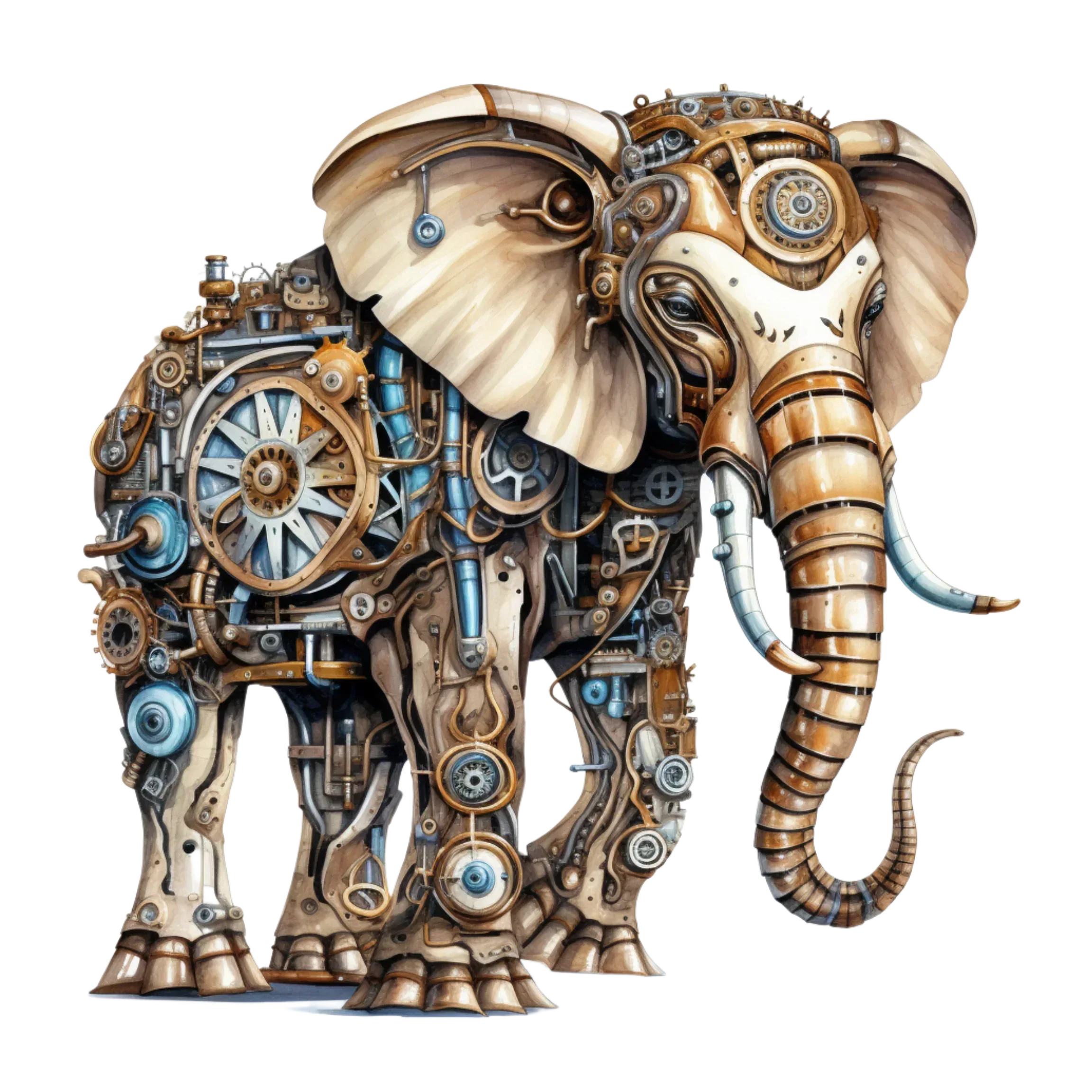 Wandbild Elefant Steampunk 2 Kunstdruck auf Leinwand direkt zum Aufhängen | Wandbild Galerie