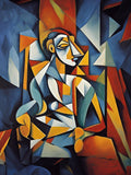Wandbild Kubistischer Sitzender Mann Picasso Style Kunstdruck auf Leinwand