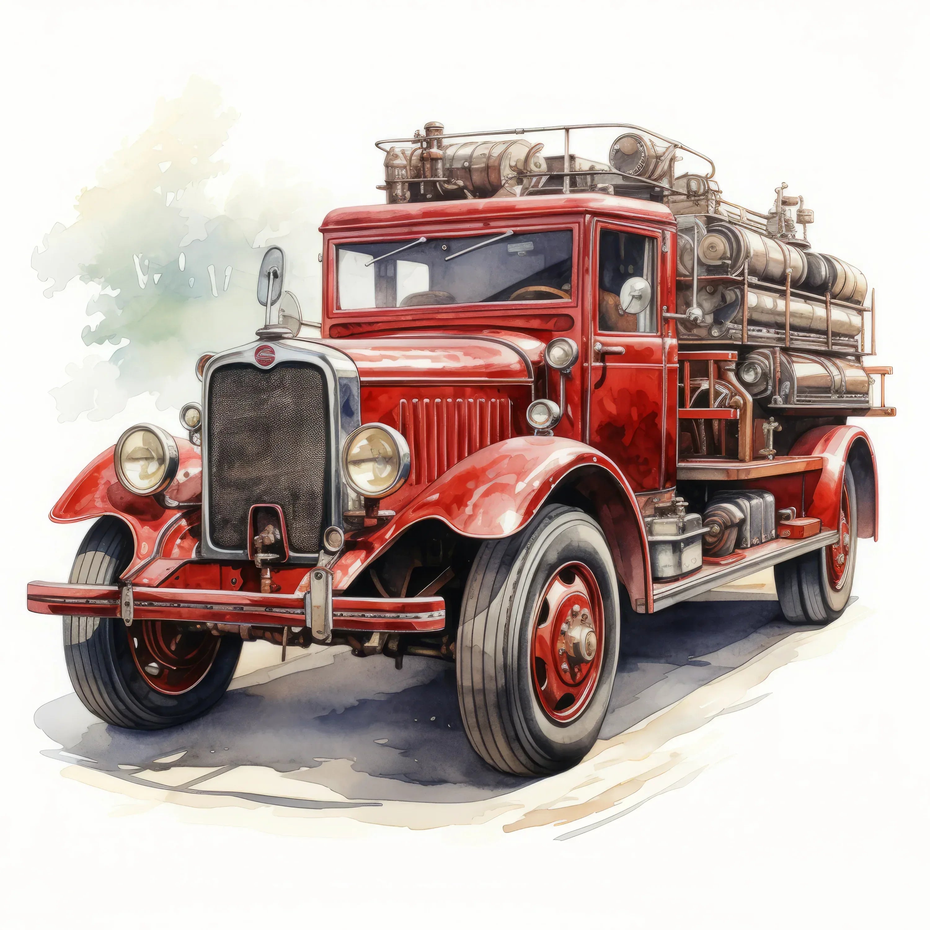 Wandbild Feuerwehr Fahrzeug historisch Kunstdruck auf Leinwand direkt zum Aufhängen | Wandbild Galerie