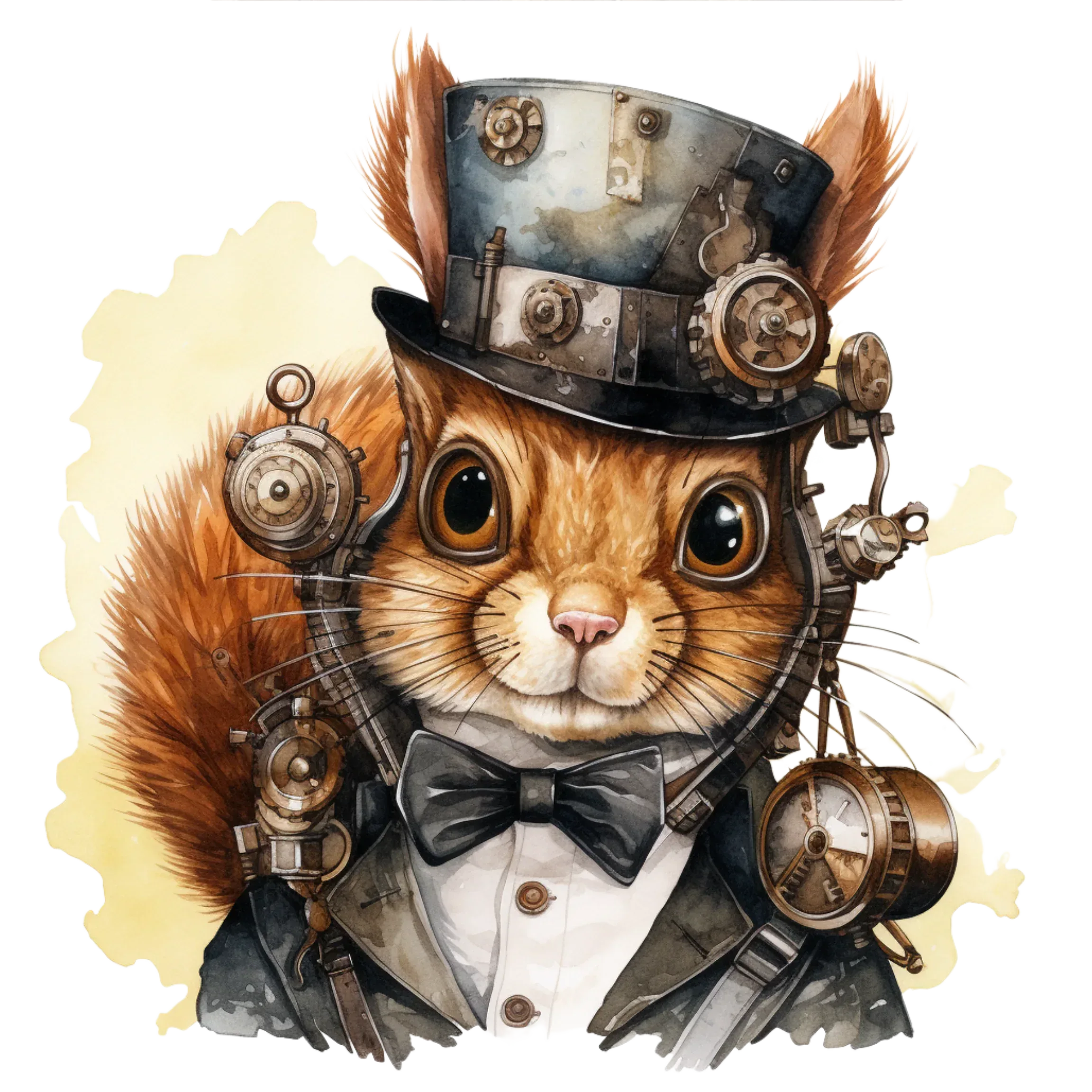 Wandbild Eichhörnchen Steampunk 2 Kunstdruck auf Leinwand direkt zum Aufhängen | Wandbild Galerie