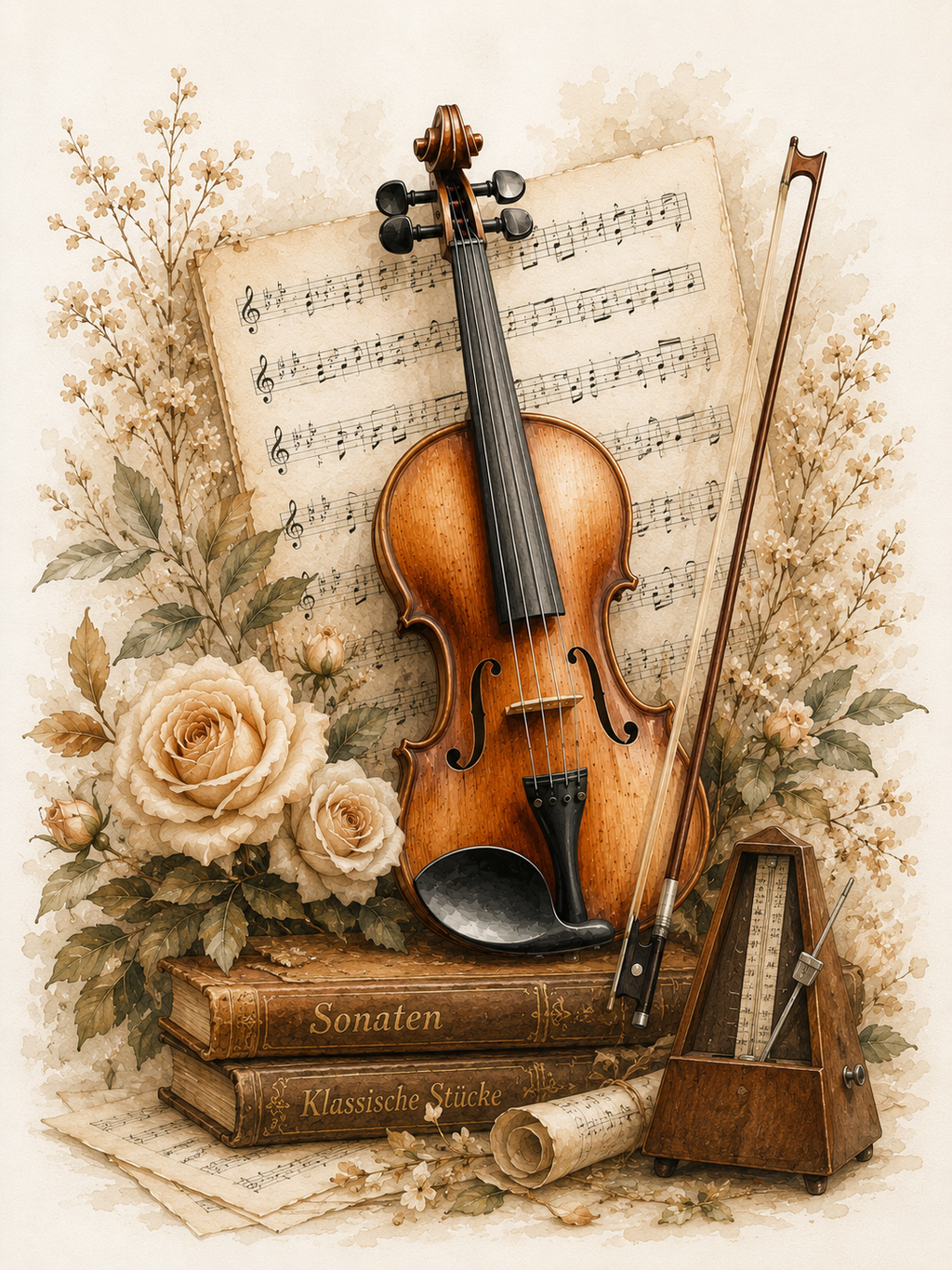 Wandbild Romantische Violine 13 Kunstdruck auf Leinwand