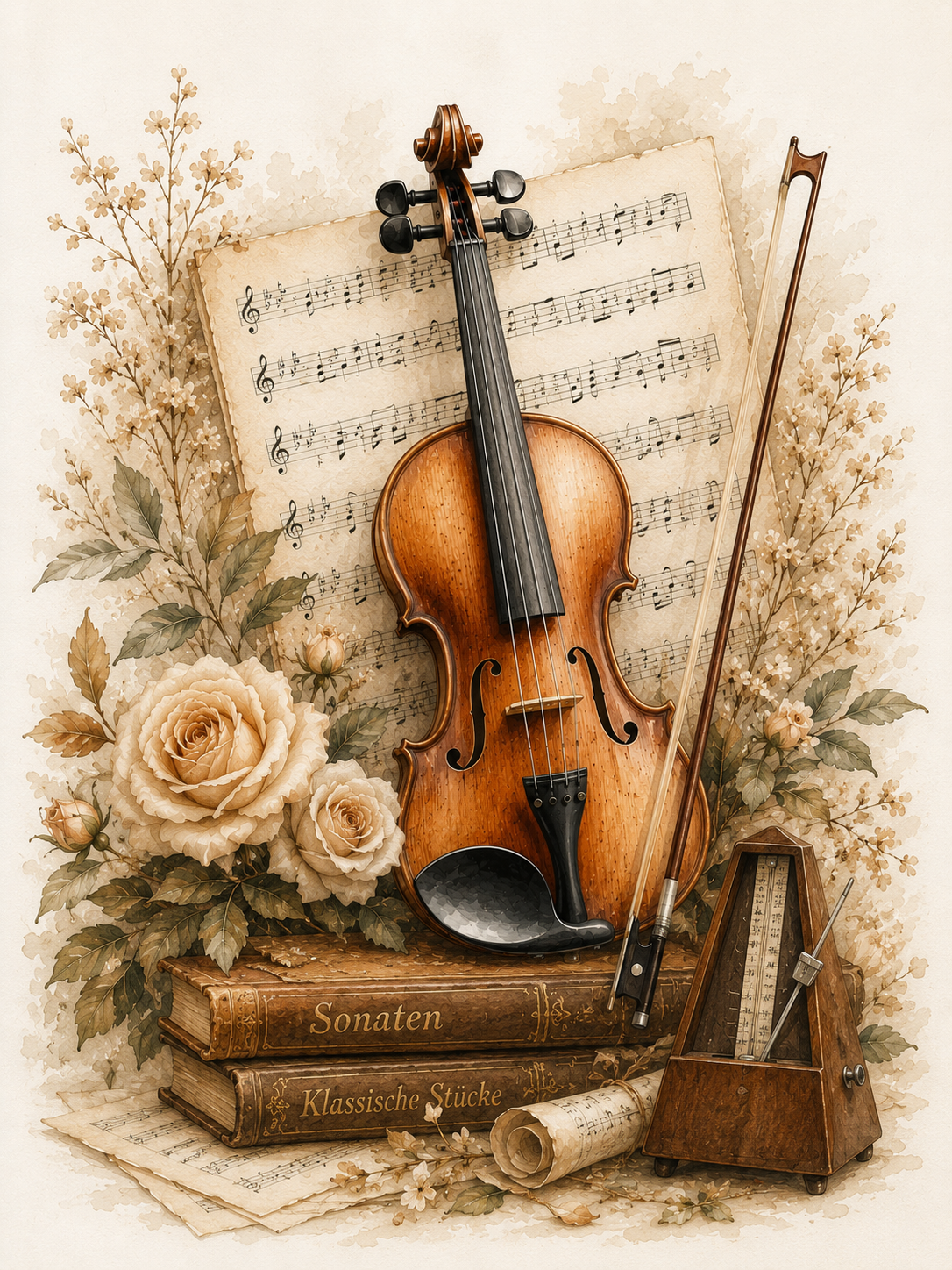 Wandbild Romantische Violine 13 Kunstdruck auf Leinwand