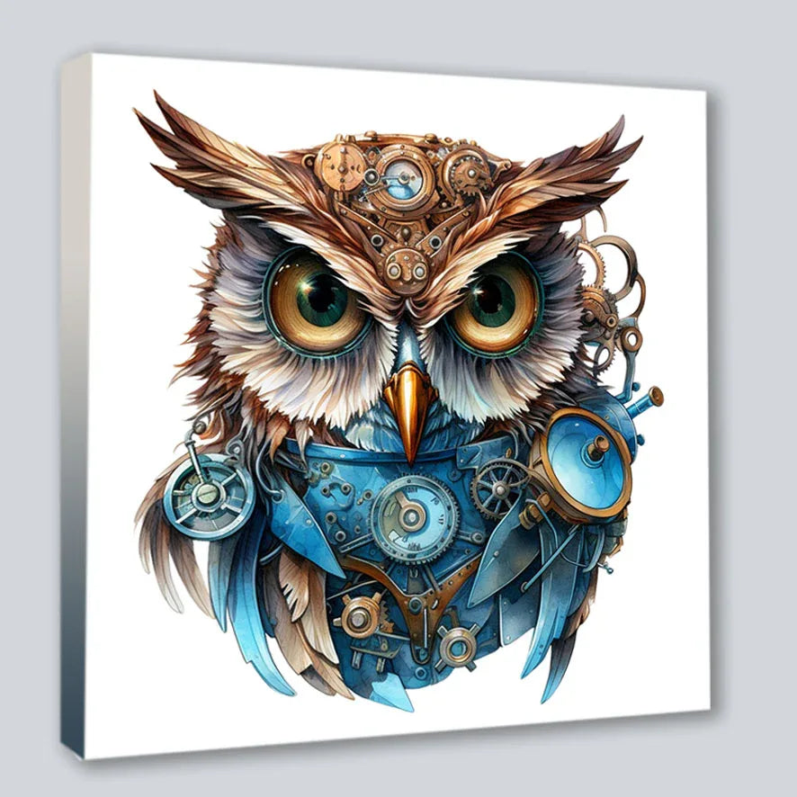 Wandbild Eule 13 Steampunk Kunstdruck auf Leinwand | Wandbild Galerie