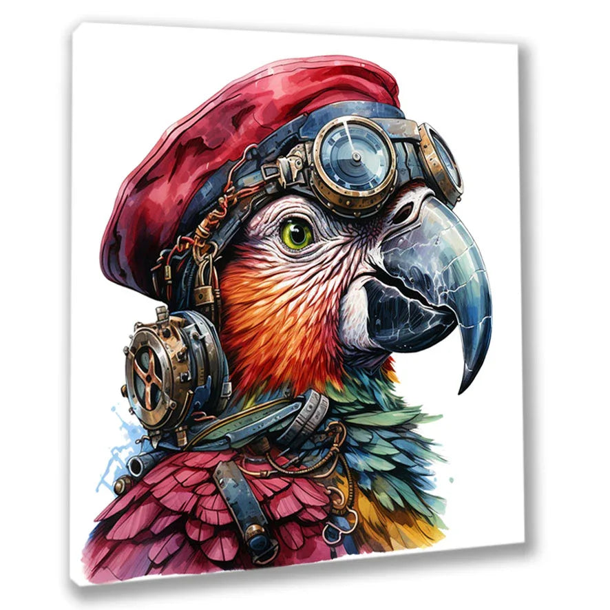 Wandbild Papagei Steampunk 13 Kunstdruck auf Leinwand direkt zum Aufhängen | Wandbild Galerie