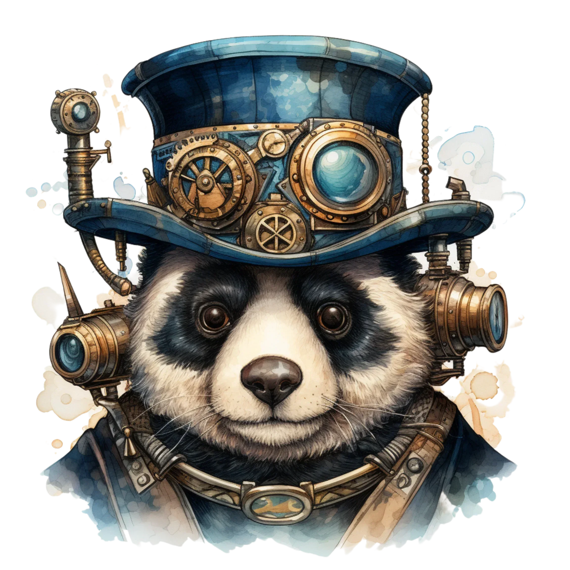 Wandbild Panda 2 Steampunk Kunstdruck auf Leinwand direkt zum Aufhängen | Wandbild Galerie