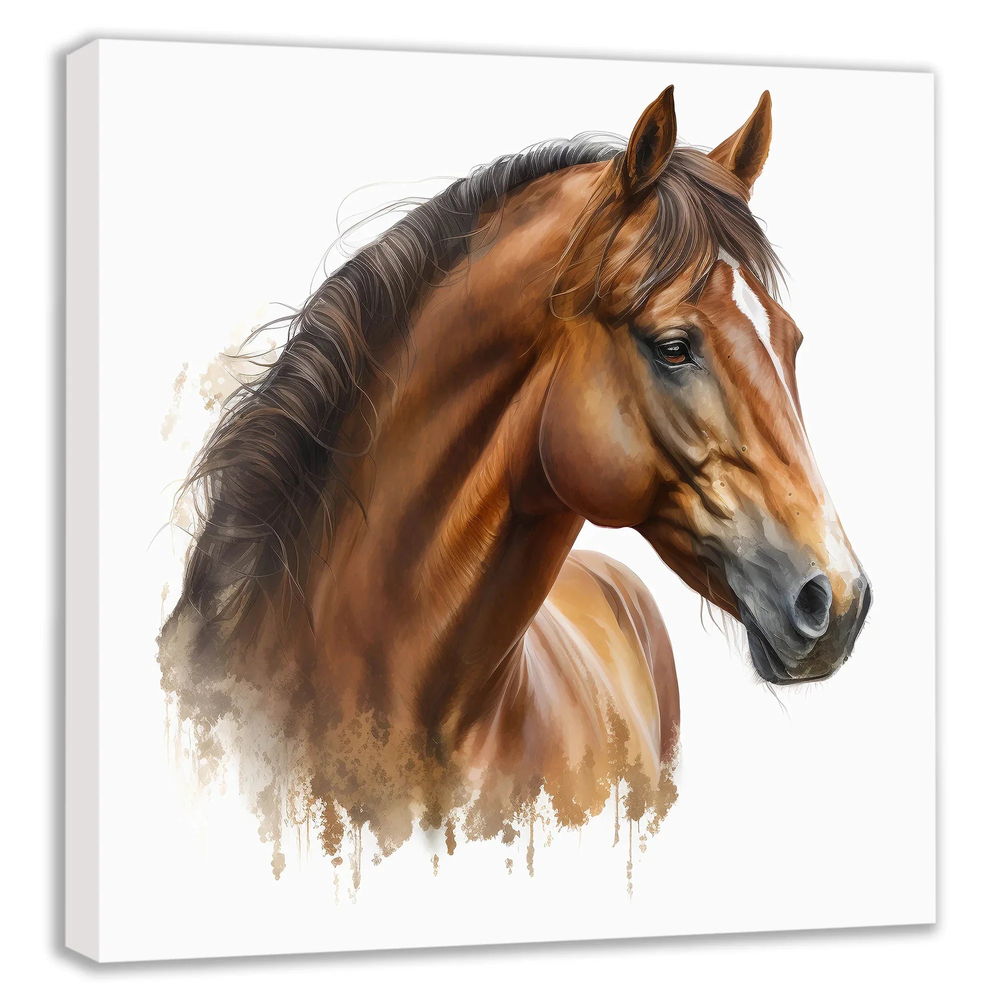 Pferd braun 14 Wandbild Kunstdruck auf Leinwand | Wandbild Galerie