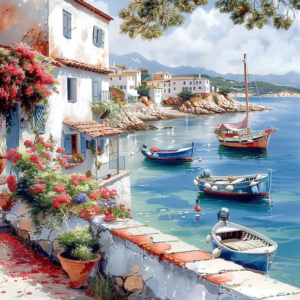 Mediterrane Küste 14 Landschaft Wandbild  Kunstdruck auf Leinwand