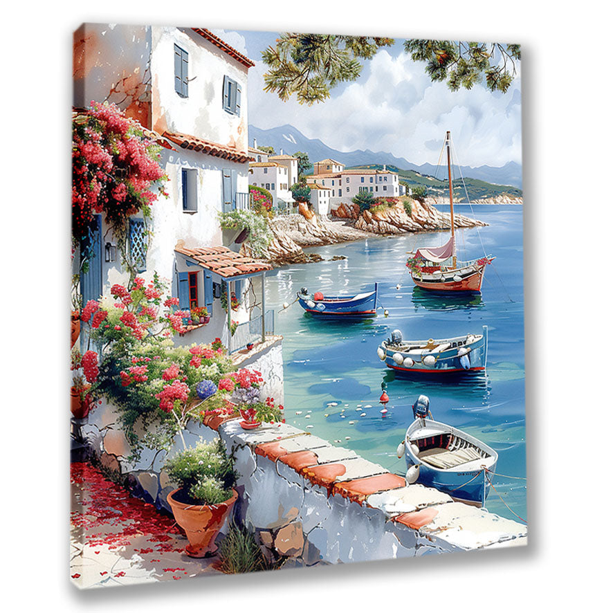 Mediterrane Küste 14 Landschaft Wandbild  Kunstdruck auf Leinwand