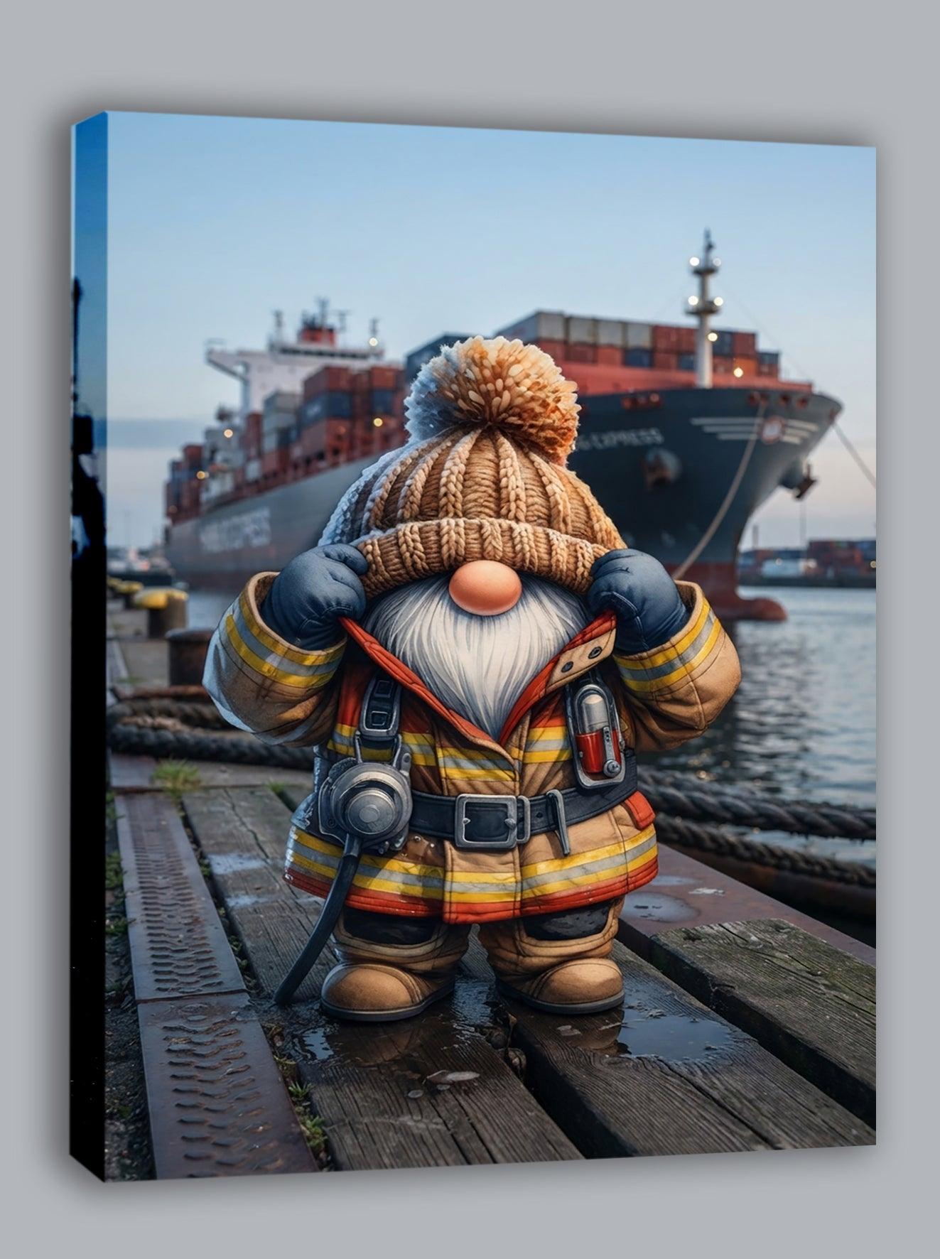 Feuerwehr Wichtel Hafenfeuerwehr am Containerhafen Kunstdruck auf Leinwand