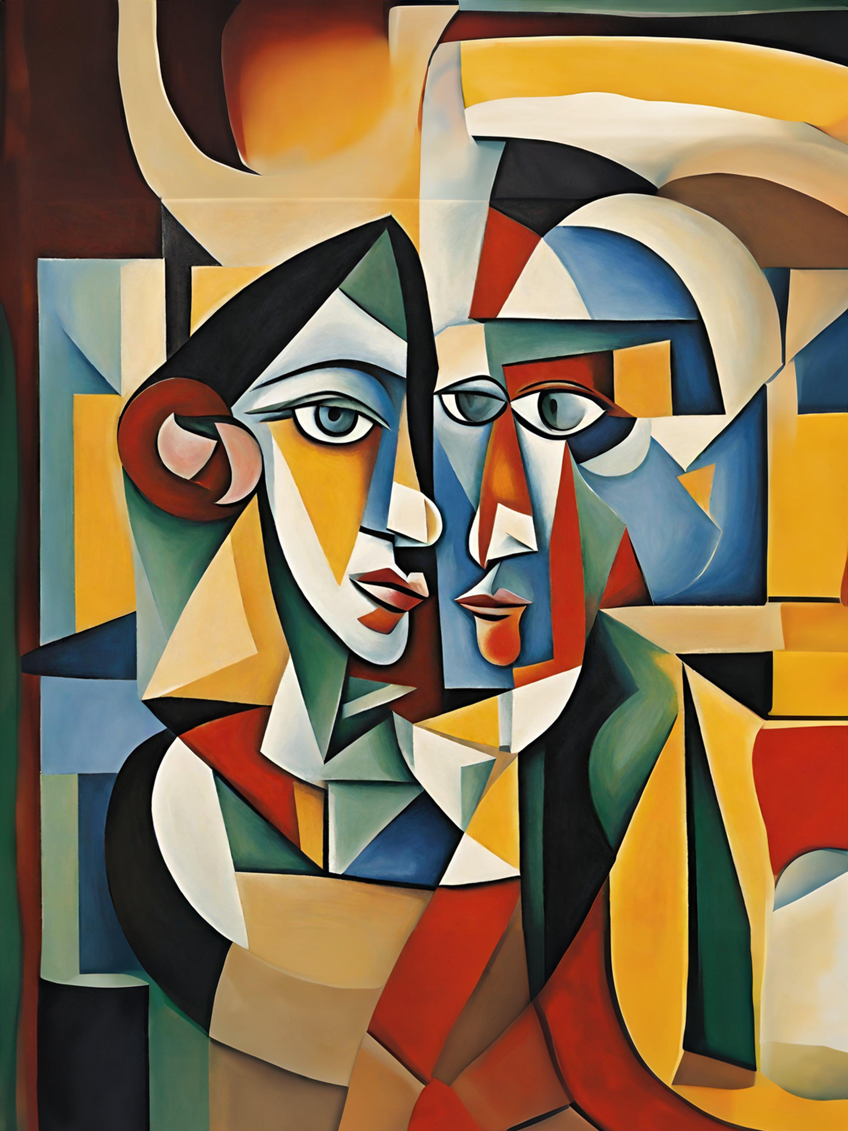 Wandbild Kubistisches Paar Picasso Style Kunstdruck auf Leinwand
