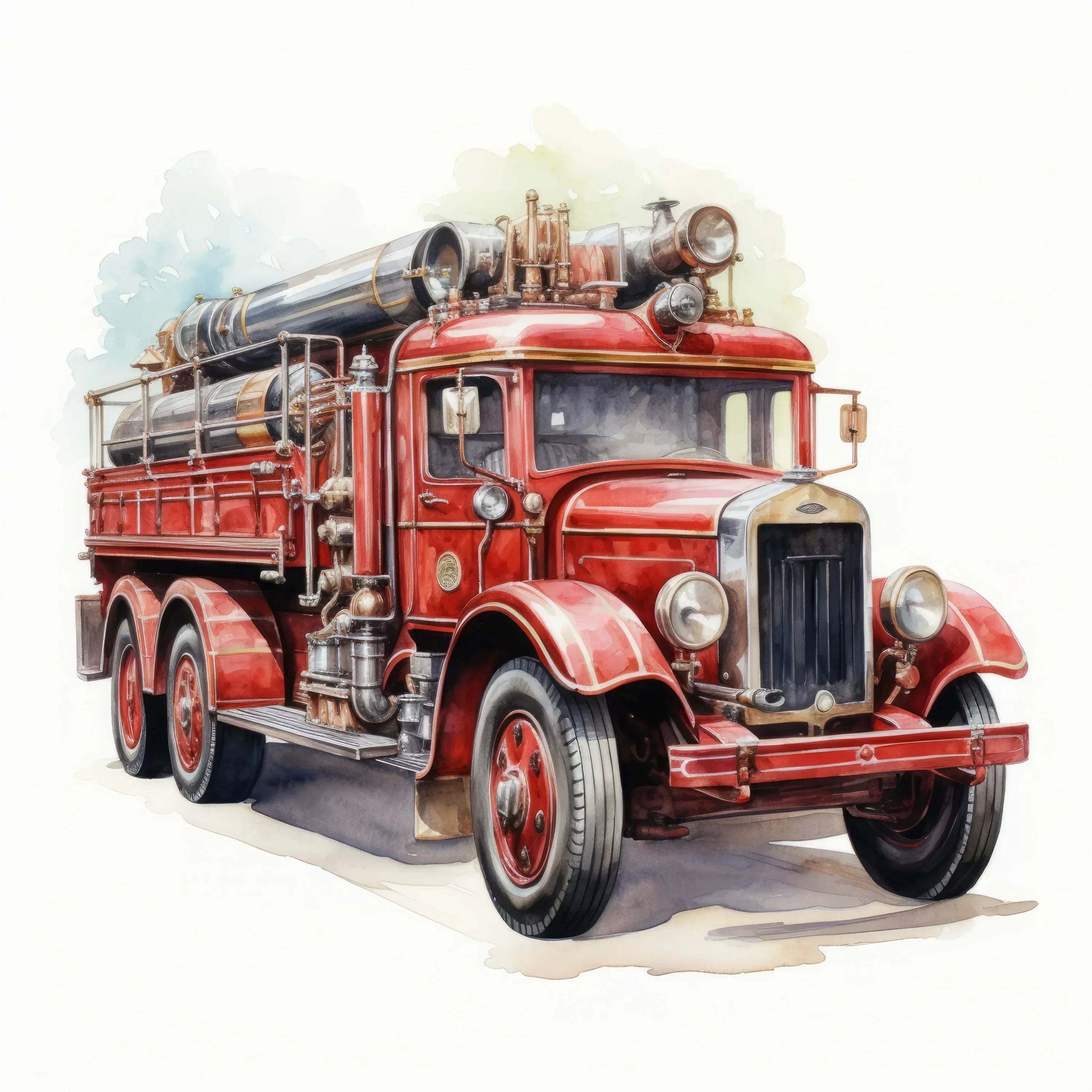 Wandbild Feuerwehr Fahrzeug historisch Kunstdruck auf Leinwand direkt zum Aufhängen | Wandbild Galerie