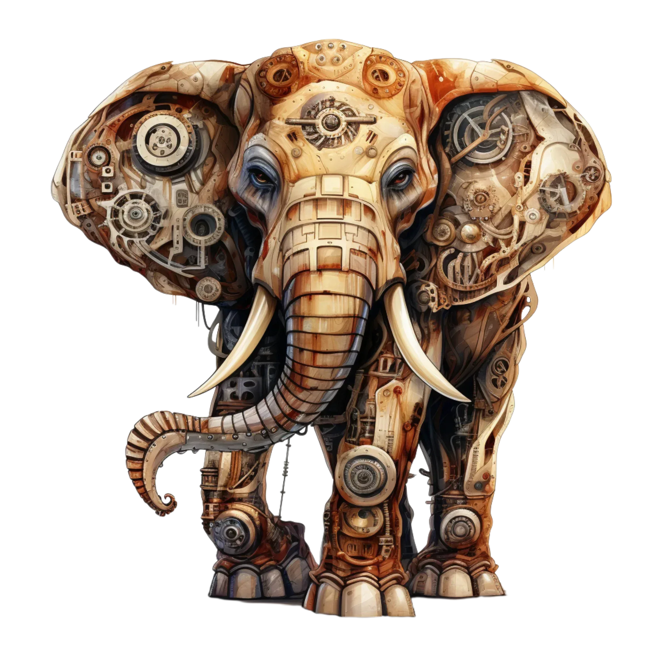 Wandbild Elefant Steampunk 2 Kunstdruck auf Leinwand direkt zum Aufhängen | Wandbild Galerie