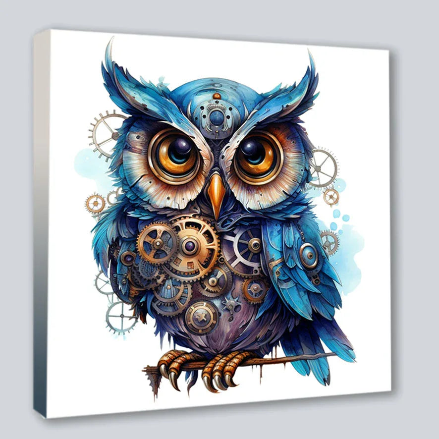Wandbild Eule 14 Steampunk Kunstdruck auf Leinwand | Wandbild Galerie