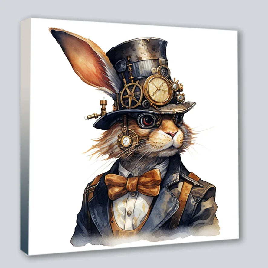 Wandbild Hase 13 Steampunk Stil Kunstdruck auf Leinwand | Wandbild Galerie