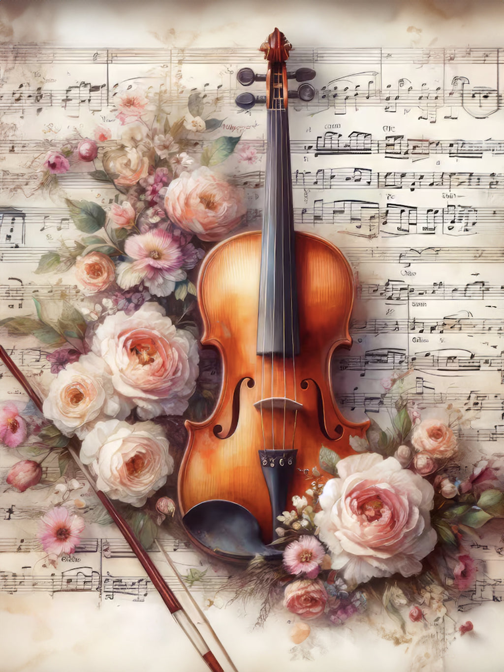 Wandbild Romantische Violine 14 Kunstdruck auf Leinwand