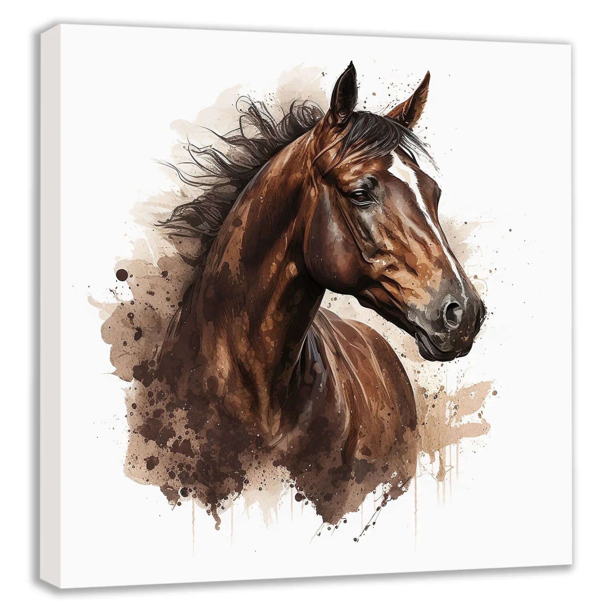 Pferd braun 15 Wandbild Kunstdruck auf Leinwand | Wandbild Galerie
