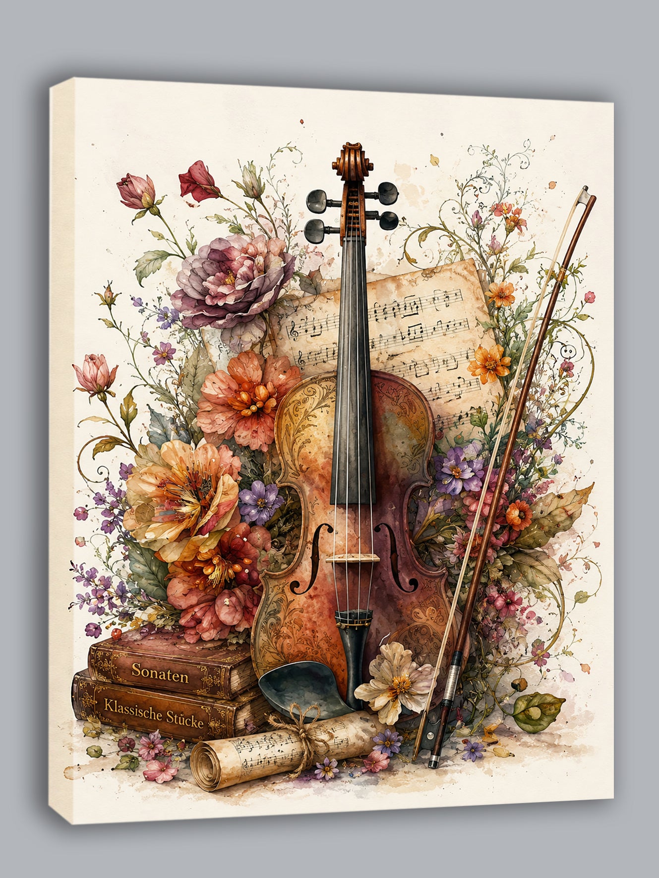 Wandbild Romantische Violine 15 Kunstdruck auf Leinwand