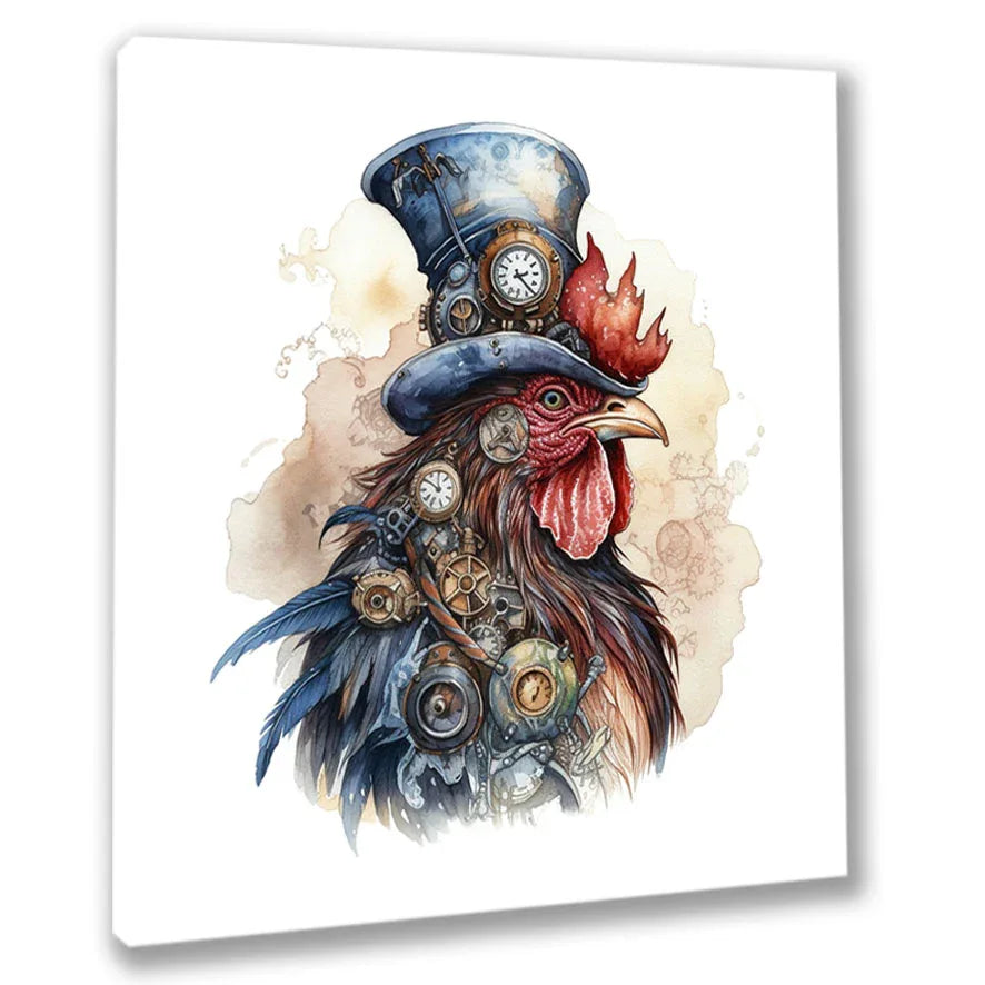 Wandbild Hahn Steampunk 15 Kunstdruck auf Leinwand direkt zum Aufhängen) | Wandbild Galerie
